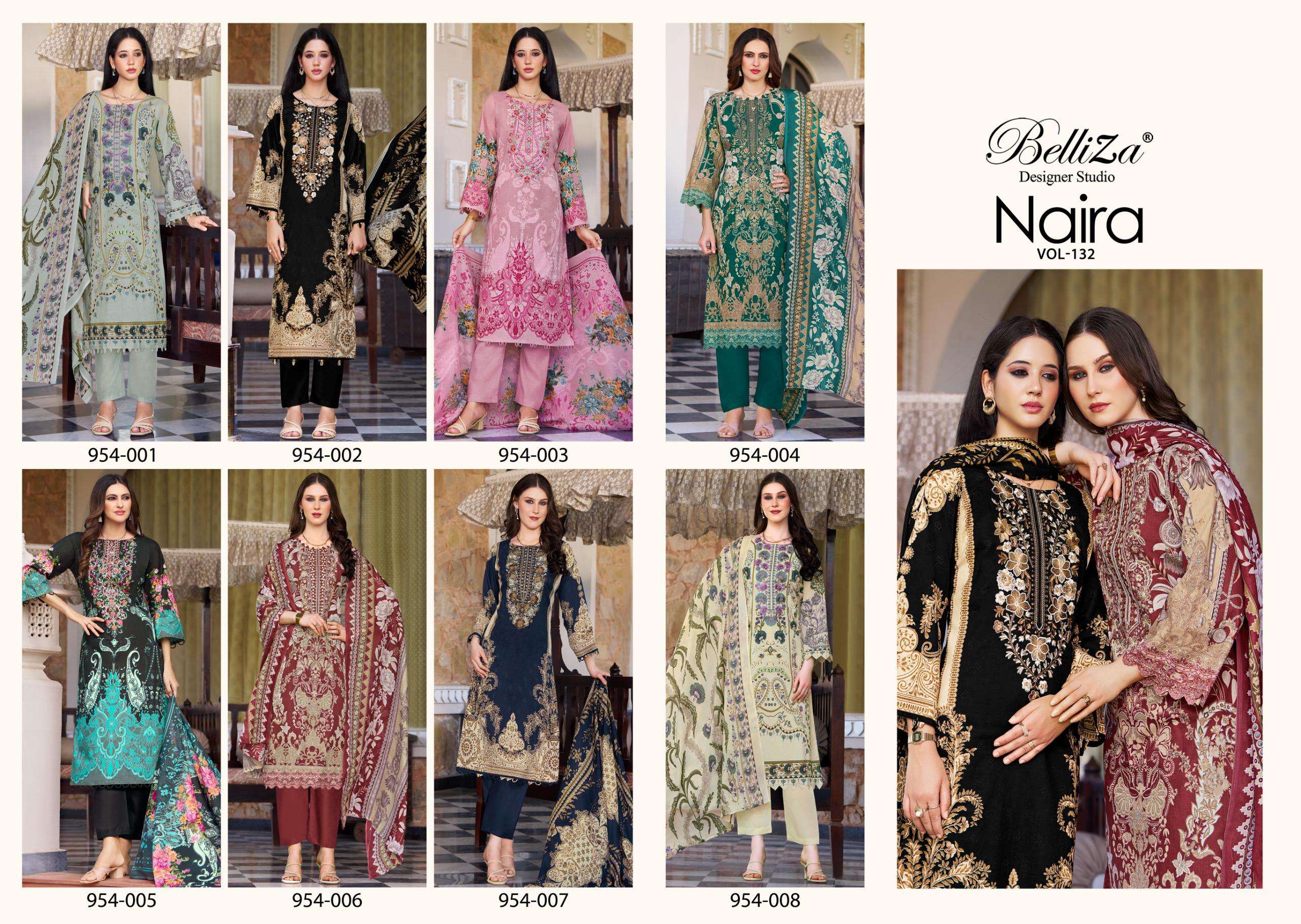 BELLIZA DESIGNER STUDIO NAIRA VOL 132 COTTON DIGITAL PRINT WITH FANCY WORK SUIT
