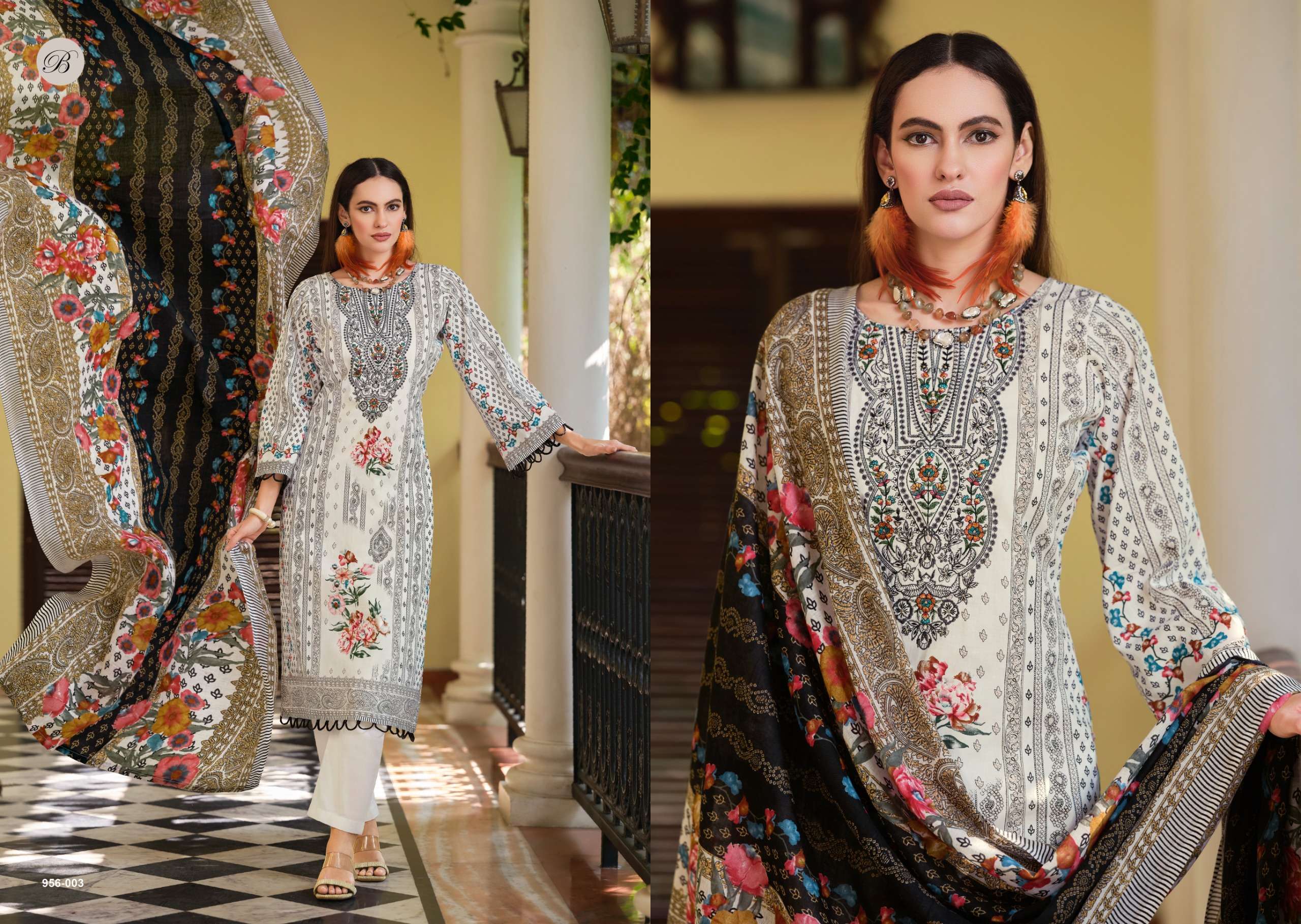  BELLIZA DESIGNER STUDIO NAIRA VOL 133 COTTON DIGITAL PRINT WITH FANCY EMBROIDERY WORK SUIT