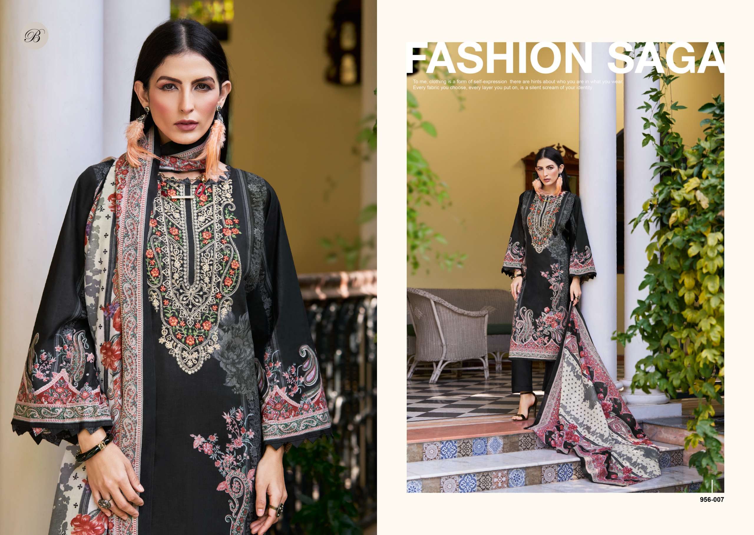  BELLIZA DESIGNER STUDIO NAIRA VOL 133 COTTON DIGITAL PRINT WITH FANCY EMBROIDERY WORK SUIT