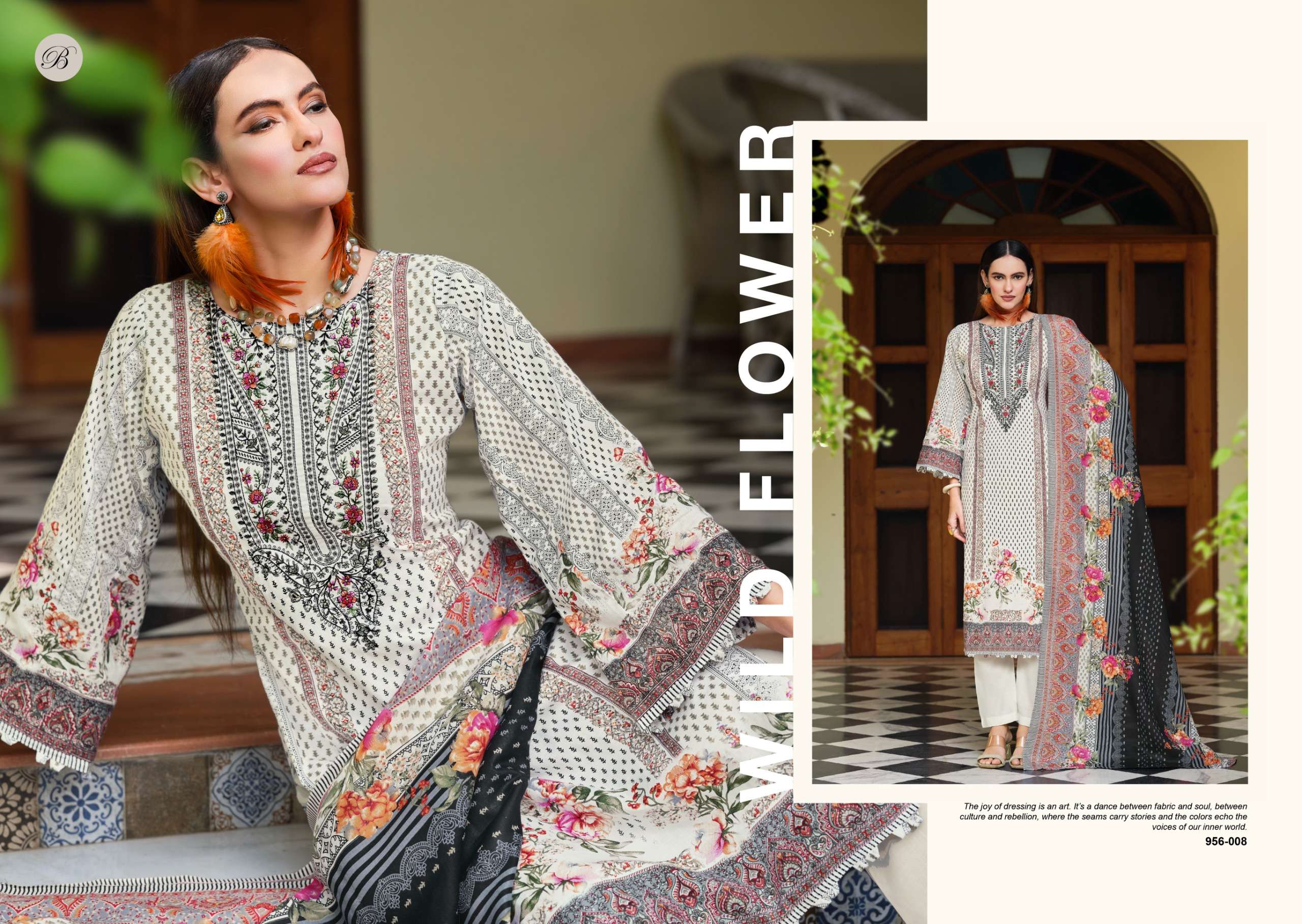  BELLIZA DESIGNER STUDIO NAIRA VOL 133 COTTON DIGITAL PRINT WITH FANCY EMBROIDERY WORK SUIT