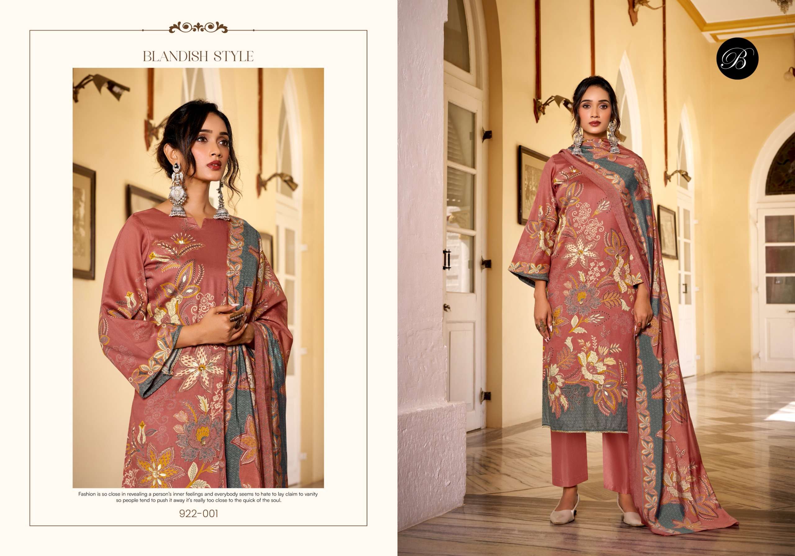 BELLIZA DESIGNER STUDIO NATASHA JAM COTTON PRINT WITH FANCY WORK SUIT