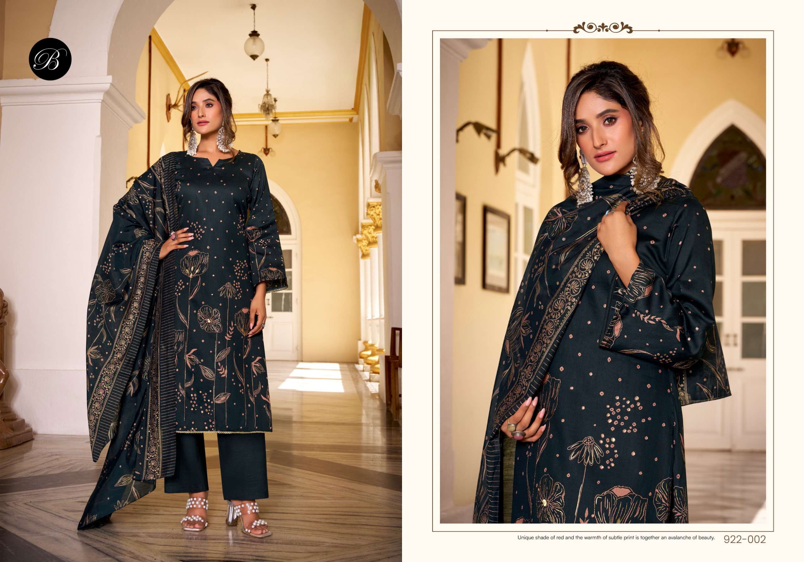 BELLIZA DESIGNER STUDIO NATASHA JAM COTTON PRINT WITH FANCY WORK SUIT