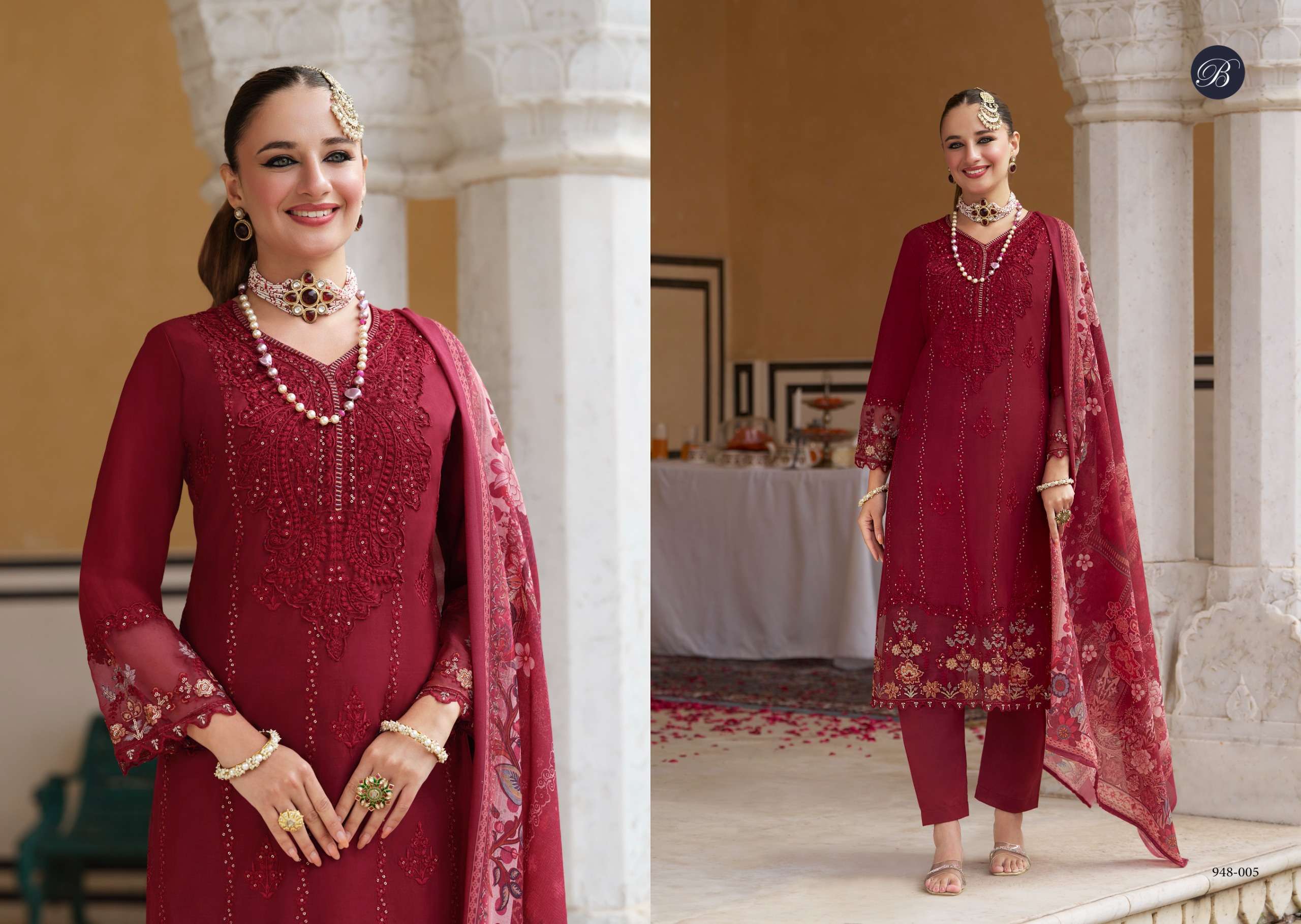 BELLIZA DESIGNER STUDIO OMBRE STARLET VOL 2 LAWN COTTON FANCY EMBROIDERY WORK SUIT