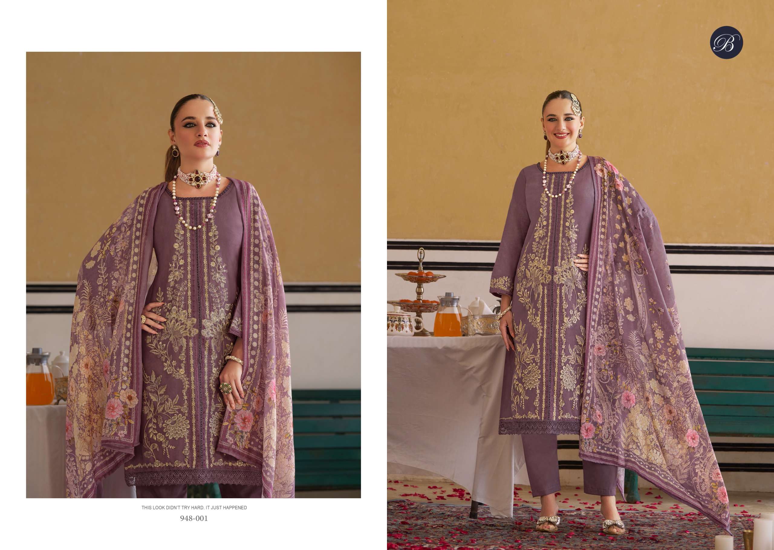 BELLIZA DESIGNER STUDIO OMBRE STARLET VOL 2 LAWN COTTON FANCY EMBROIDERY WORK SUIT