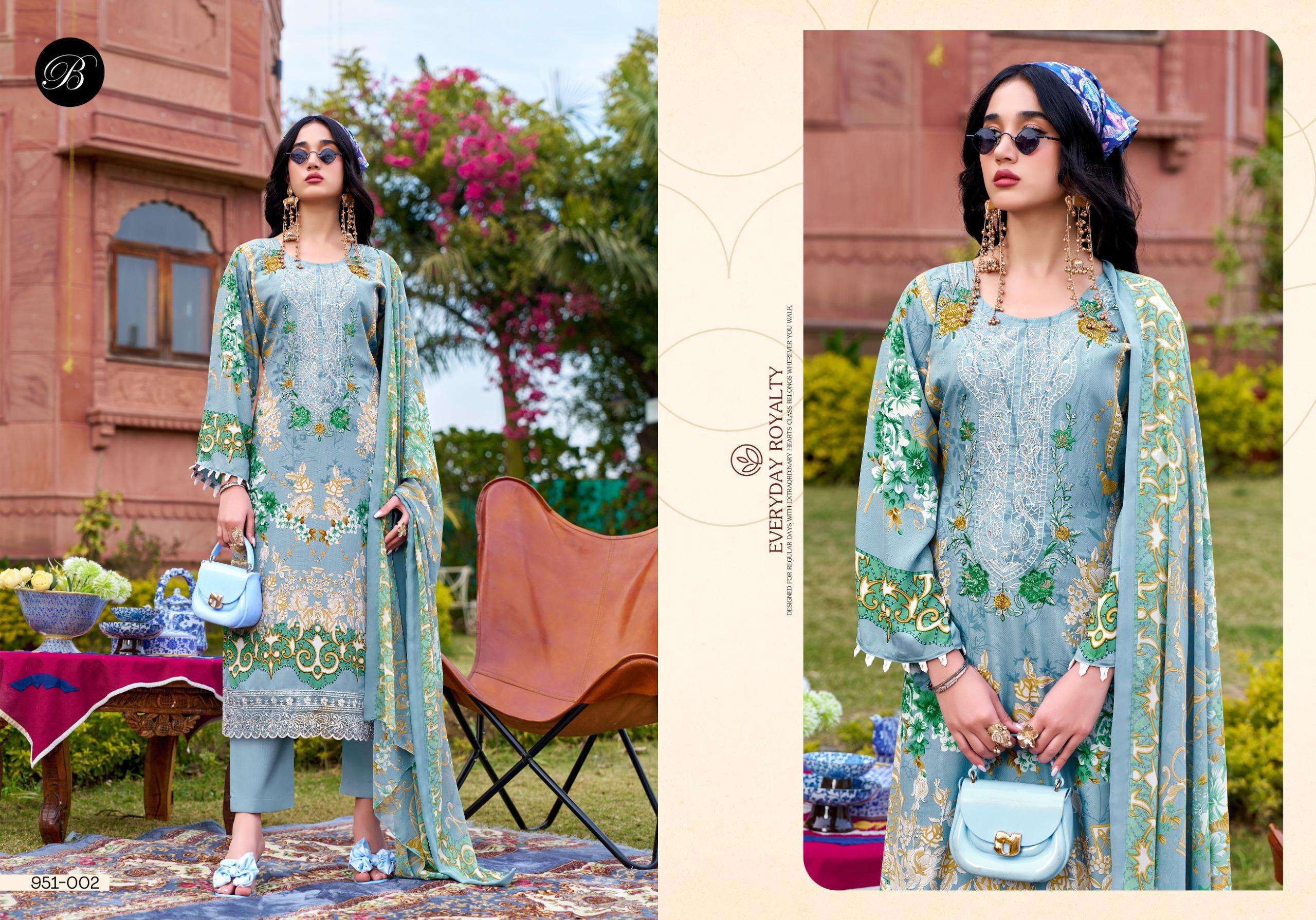 BELLIZA DESIGNER STUDIO RANGREZA CREPE DIGITAL PRINT WITH EMBROIDERY DESIGNER WORK SUIT