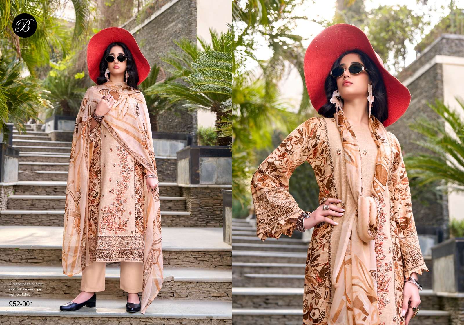BELLIZA DESIGNER STUDIO REHANA COTTON DIGITAL PRINTS WITH FANCY WORK SUIT
