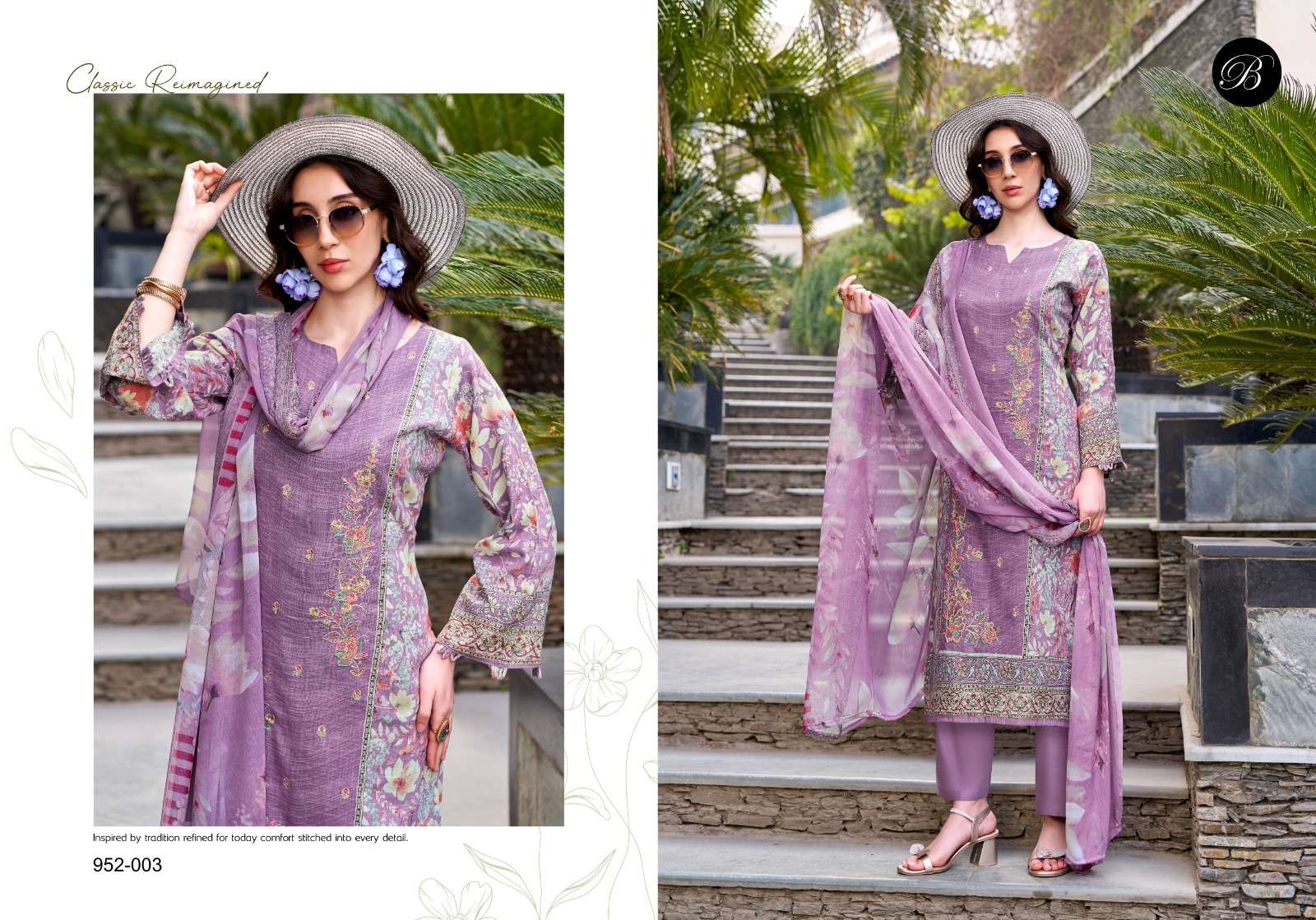 BELLIZA DESIGNER STUDIO REHANA COTTON DIGITAL PRINTS WITH FANCY WORK SUIT