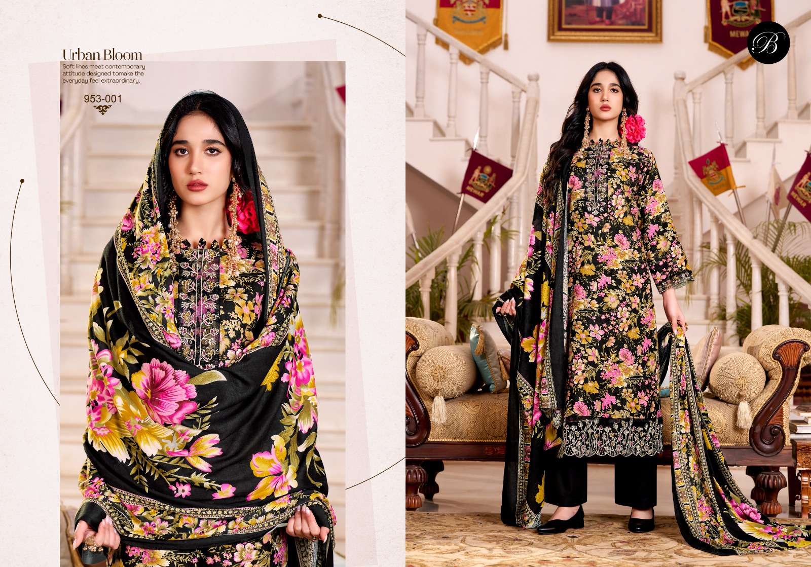 BELLIZA DESIGNER STUDIO RENIZA VISCOSE DIGITAL PRINT WITH EMBROIDERY WORK SUIT