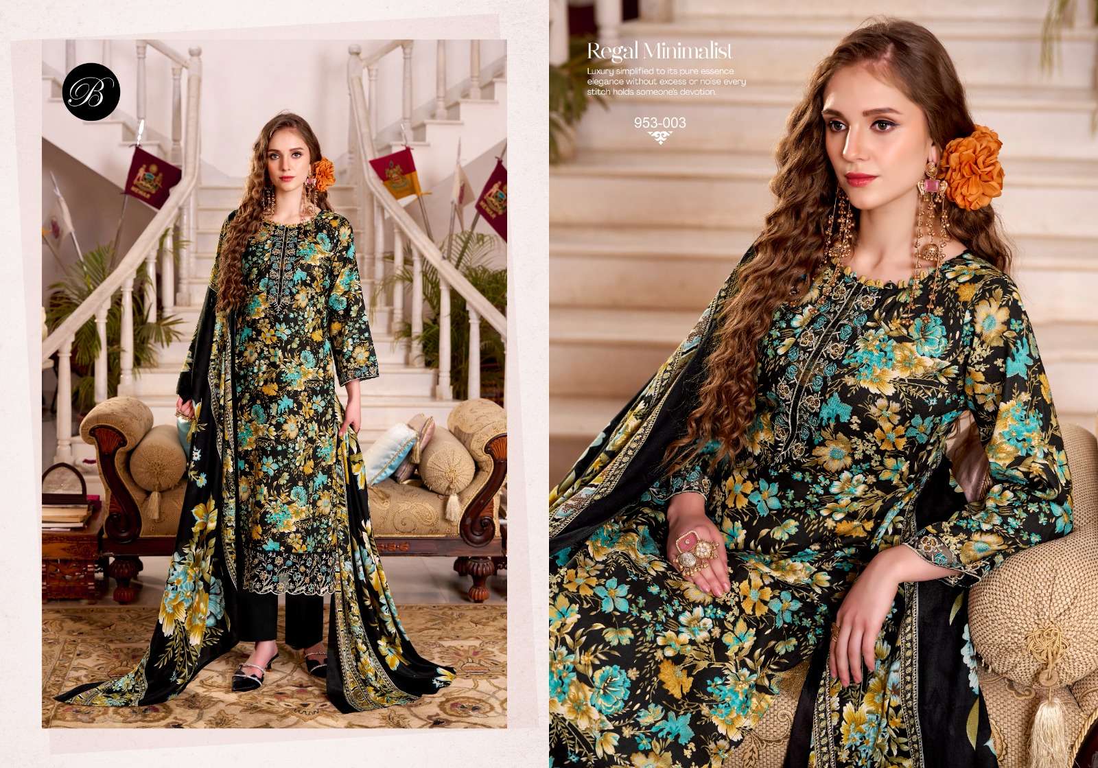 BELLIZA DESIGNER STUDIO RENIZA VISCOSE DIGITAL PRINT WITH EMBROIDERY WORK SUIT