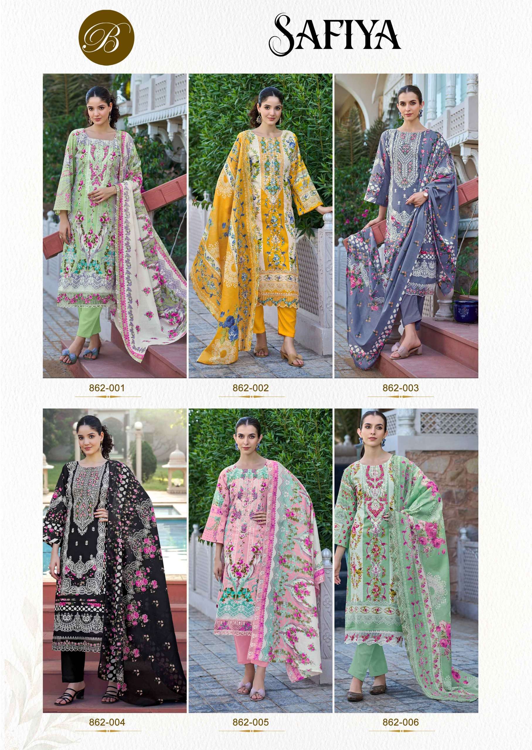 BELLIZA DESIGNER STUDIO SAFIYA COTTON DIGITAL PRINTS WITH FANCY EMBROIDERY WORK SUIT