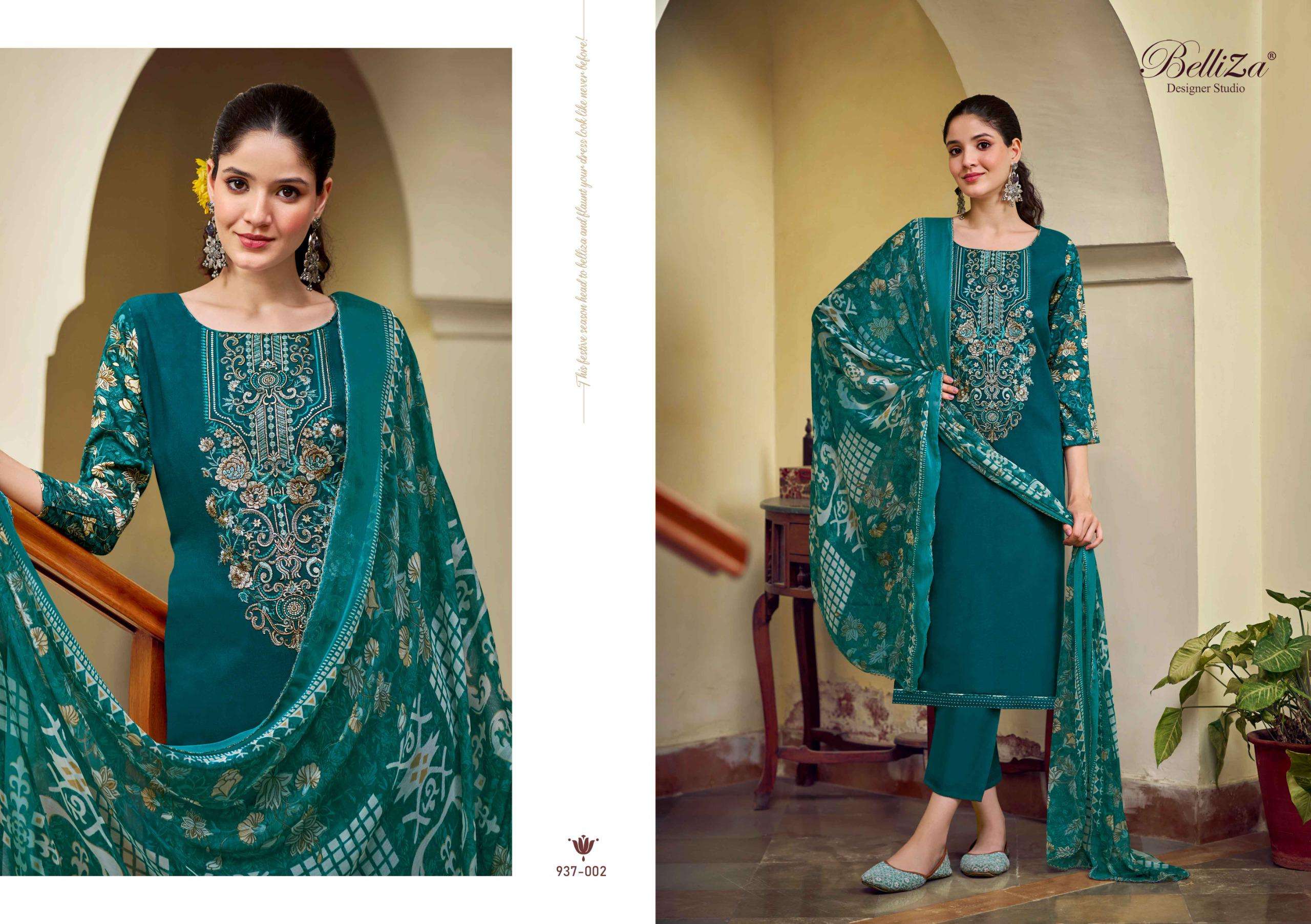 BELLIZA DESIGNER STUDIO ZAISHA VISCOSE DIGITAL PRINT WITH FANCY WORK SUIT