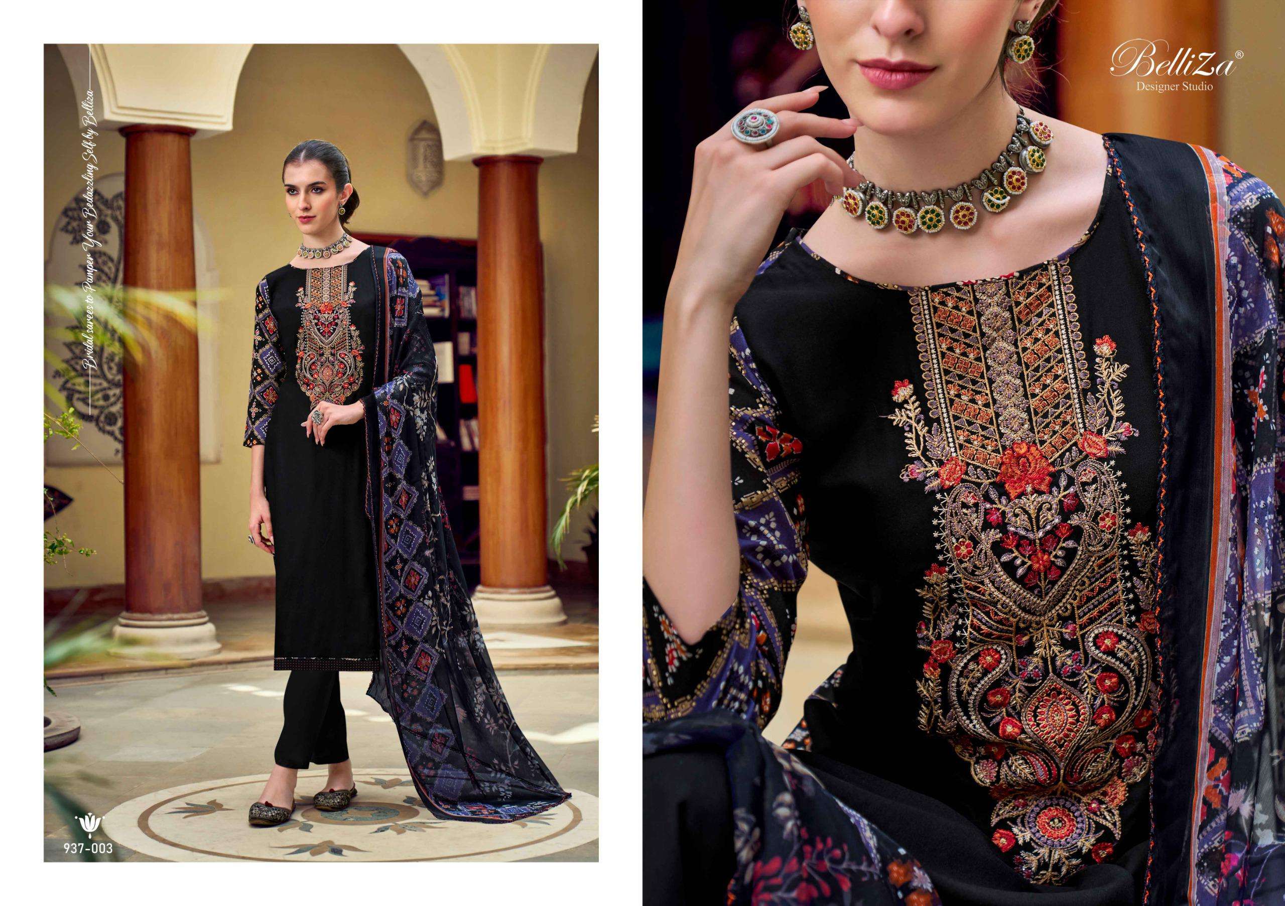 BELLIZA DESIGNER STUDIO ZAISHA VISCOSE DIGITAL PRINT WITH FANCY WORK SUIT