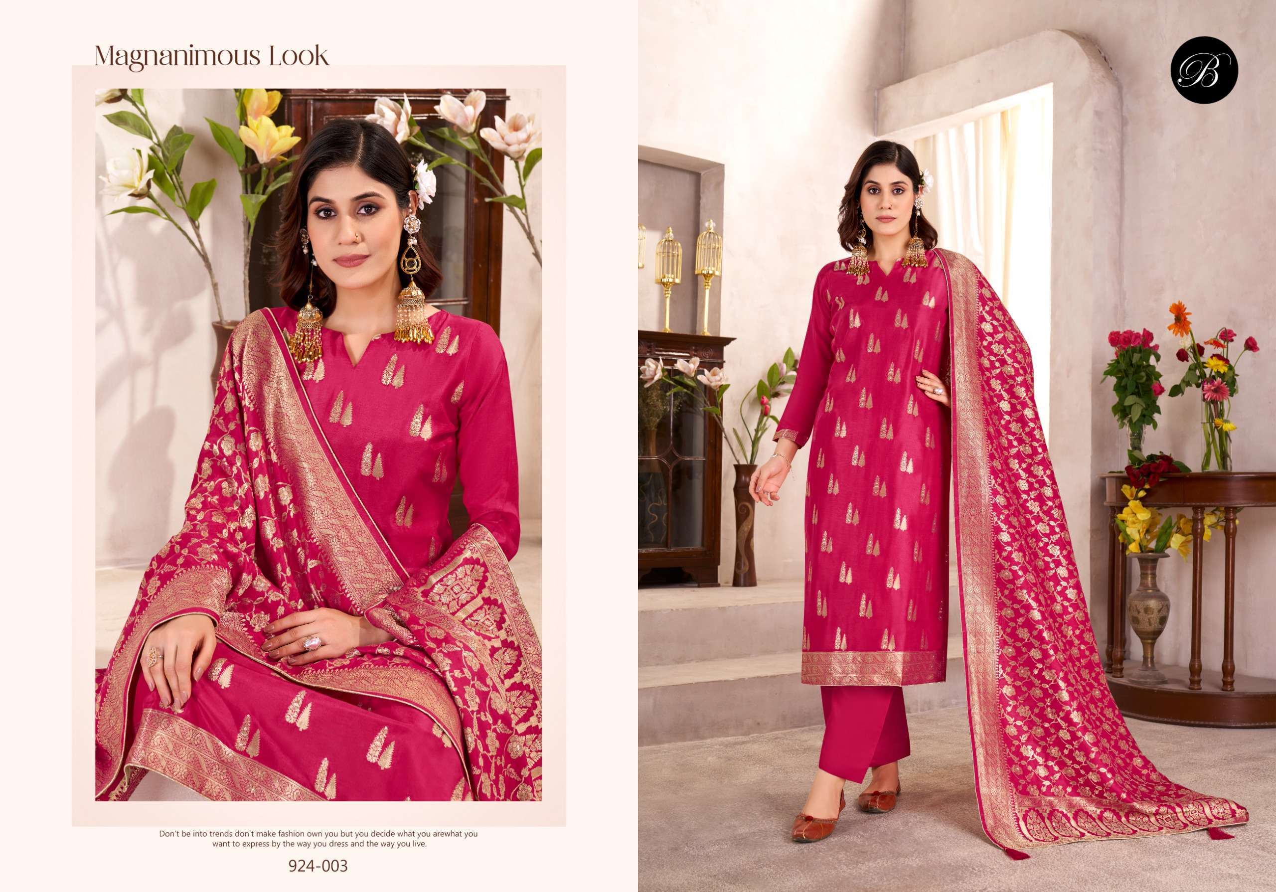 BELLIZA DESIGNER STUDIO ZARIYA SILK JACQUARD DESIGNER WORK LADIES SUIT
