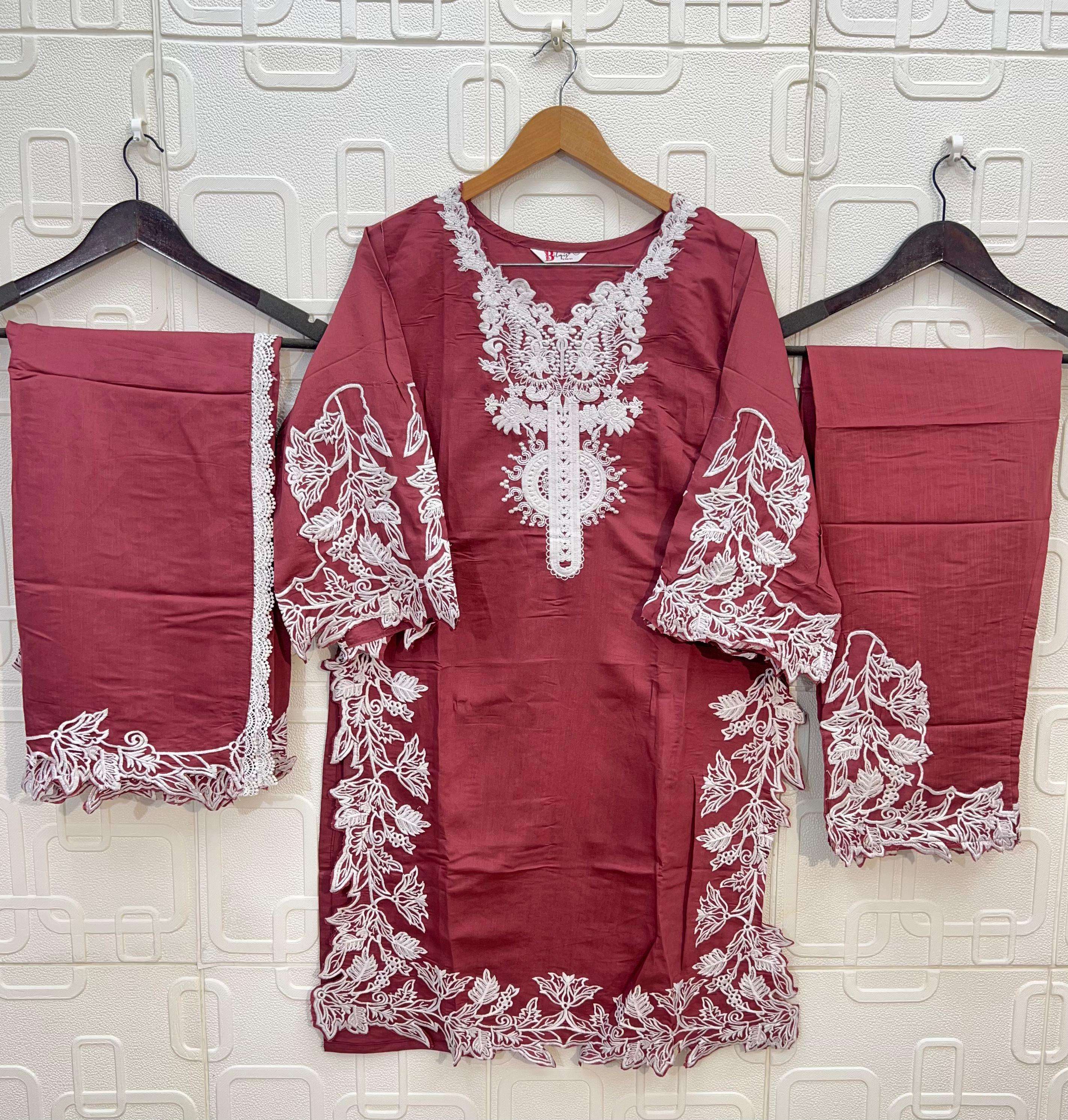  BILQIS B 201 COTTON HEAVY EMBROIDERED DESIGNER READY MADE PAKISTANI SUIT