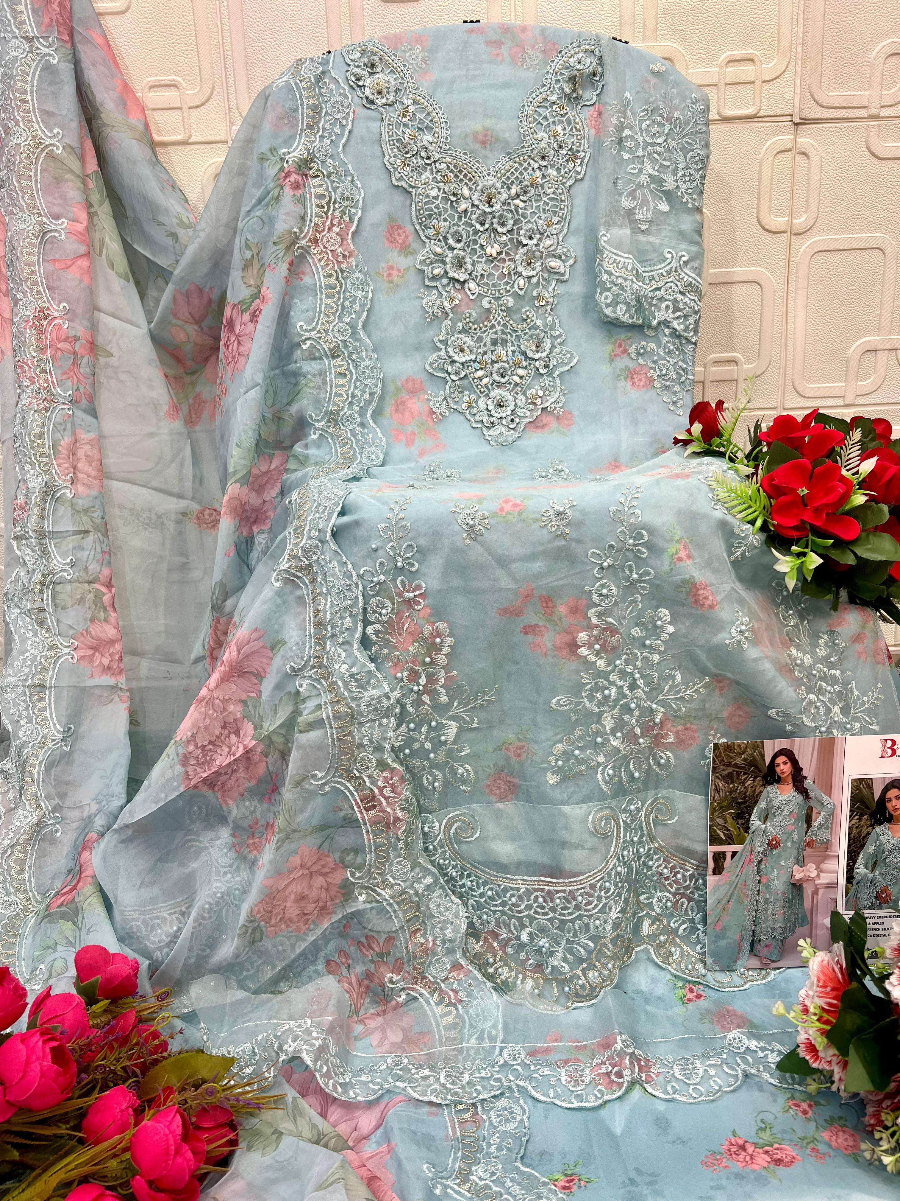 BILQIS B 232 ORGANZA HEAVY BEAUTIFUL EMBROIDERED PAKISTANI SUIT