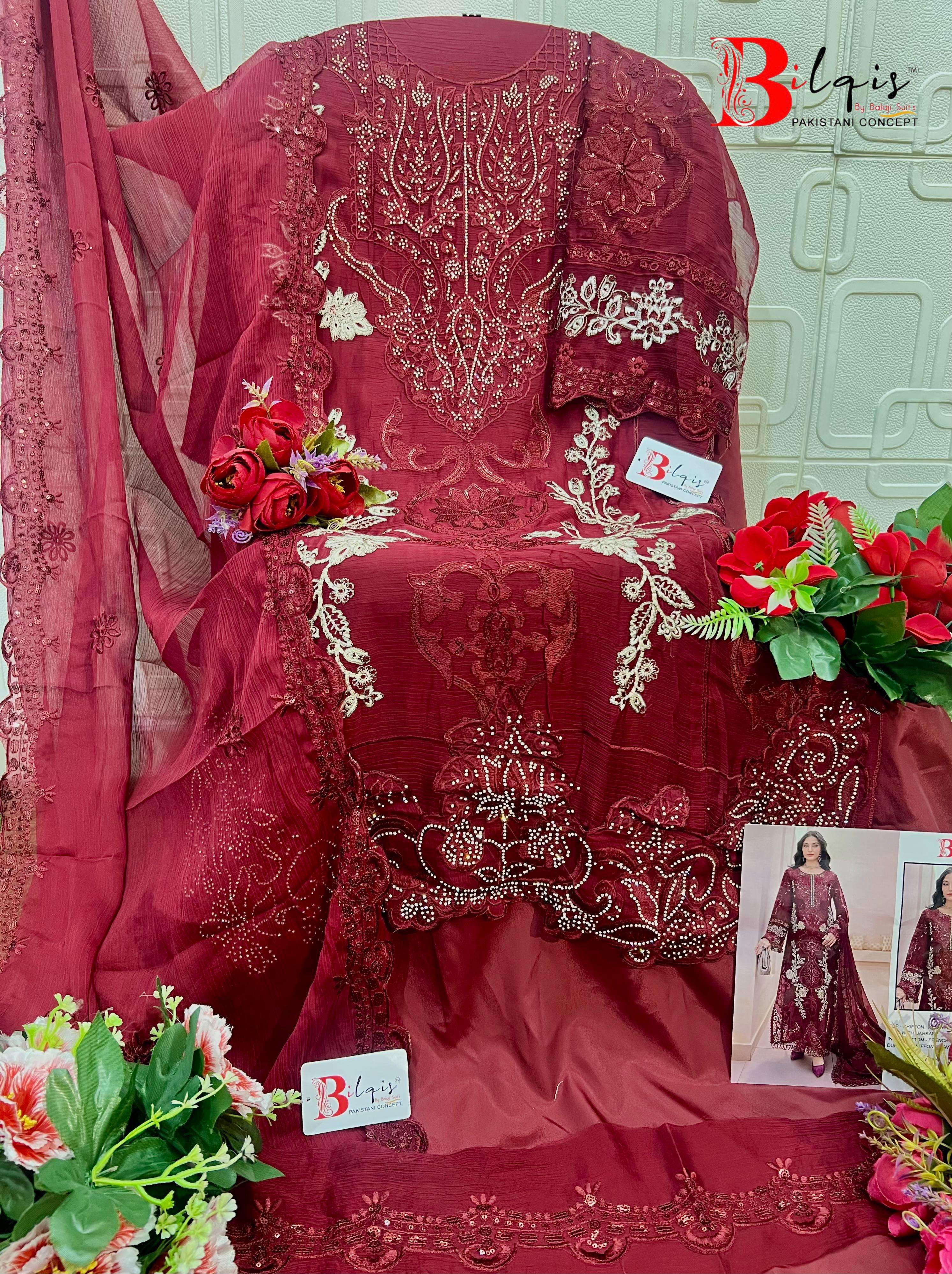 BILQIS B 246 CHIFFON HEAVY EMBROIDERED PAKISTANI SUIT