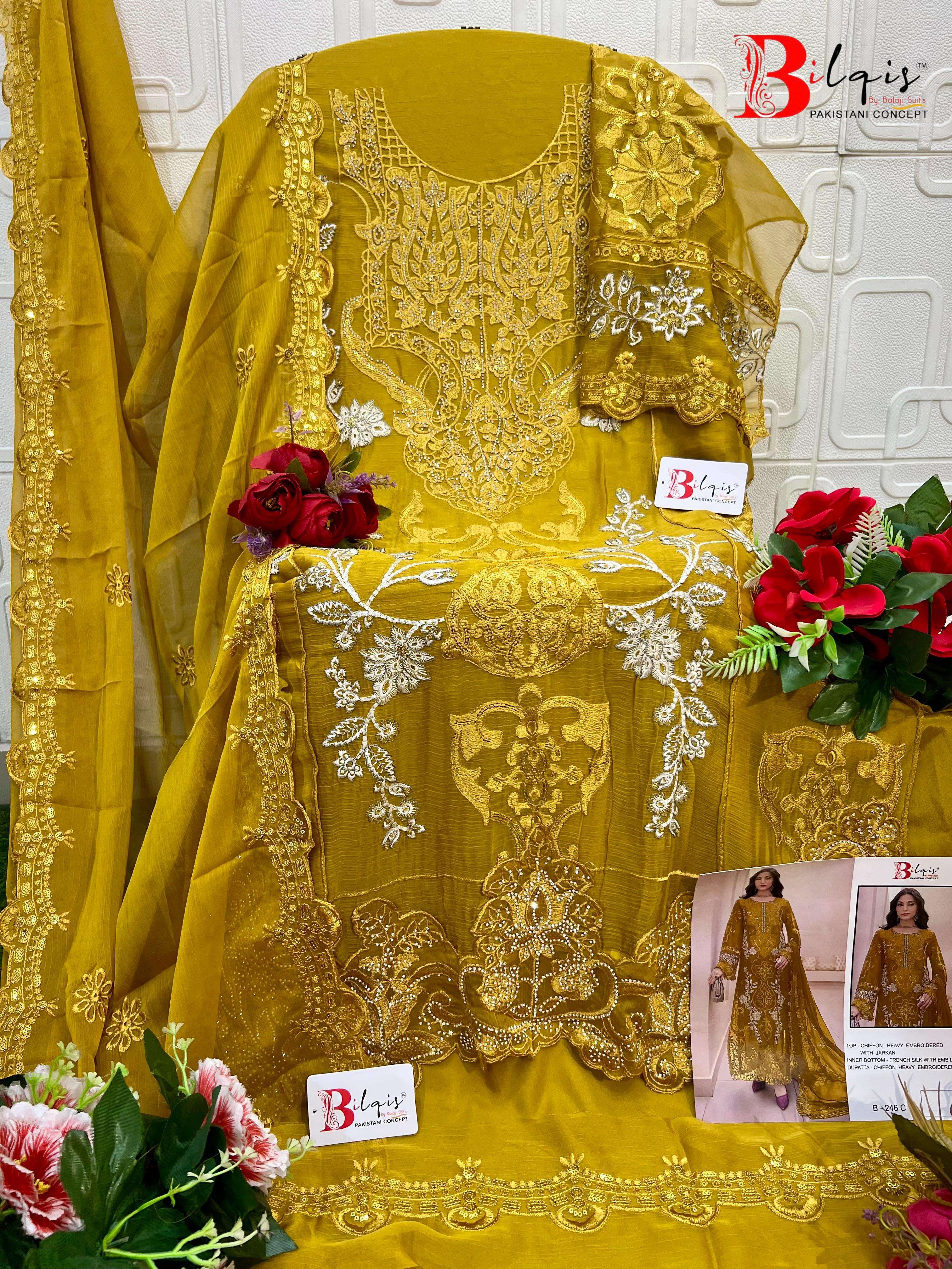 BILQIS B 246 CHIFFON HEAVY EMBROIDERED PAKISTANI SUIT