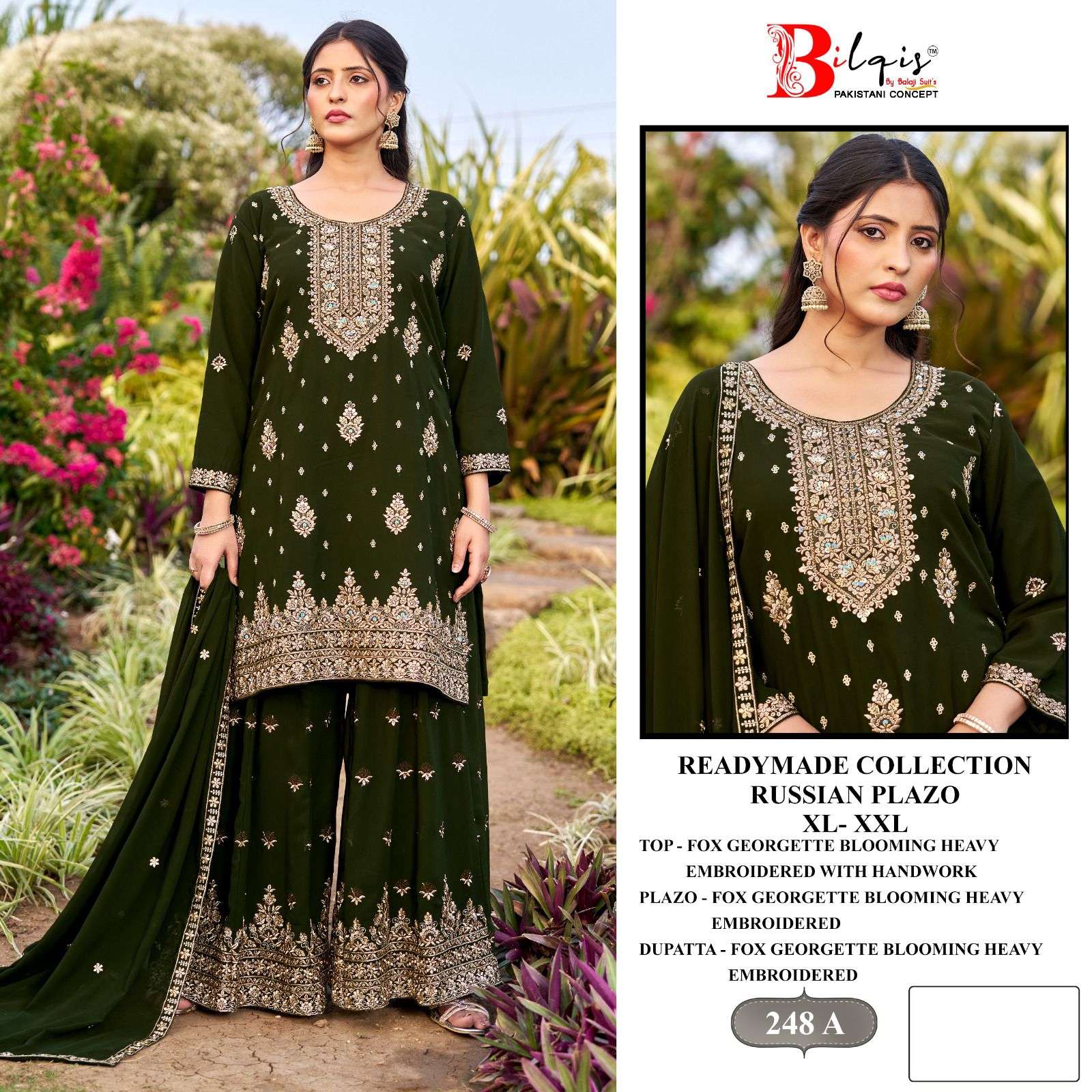  BILQIS B 248 GEORGETTE HEAVY EMBROIDERED READY MADE PAKISTANI SUIT