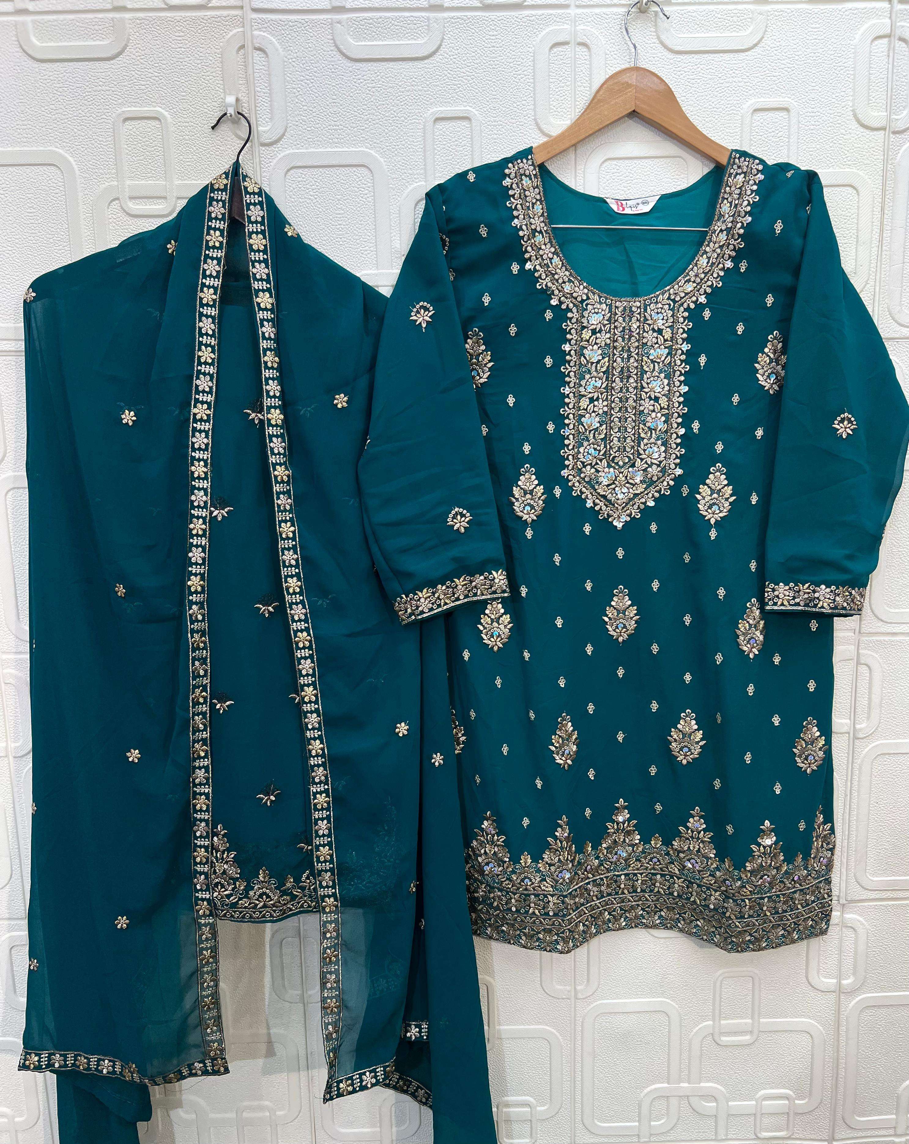  BILQIS B 248 GEORGETTE HEAVY EMBROIDERED READY MADE PAKISTANI SUIT