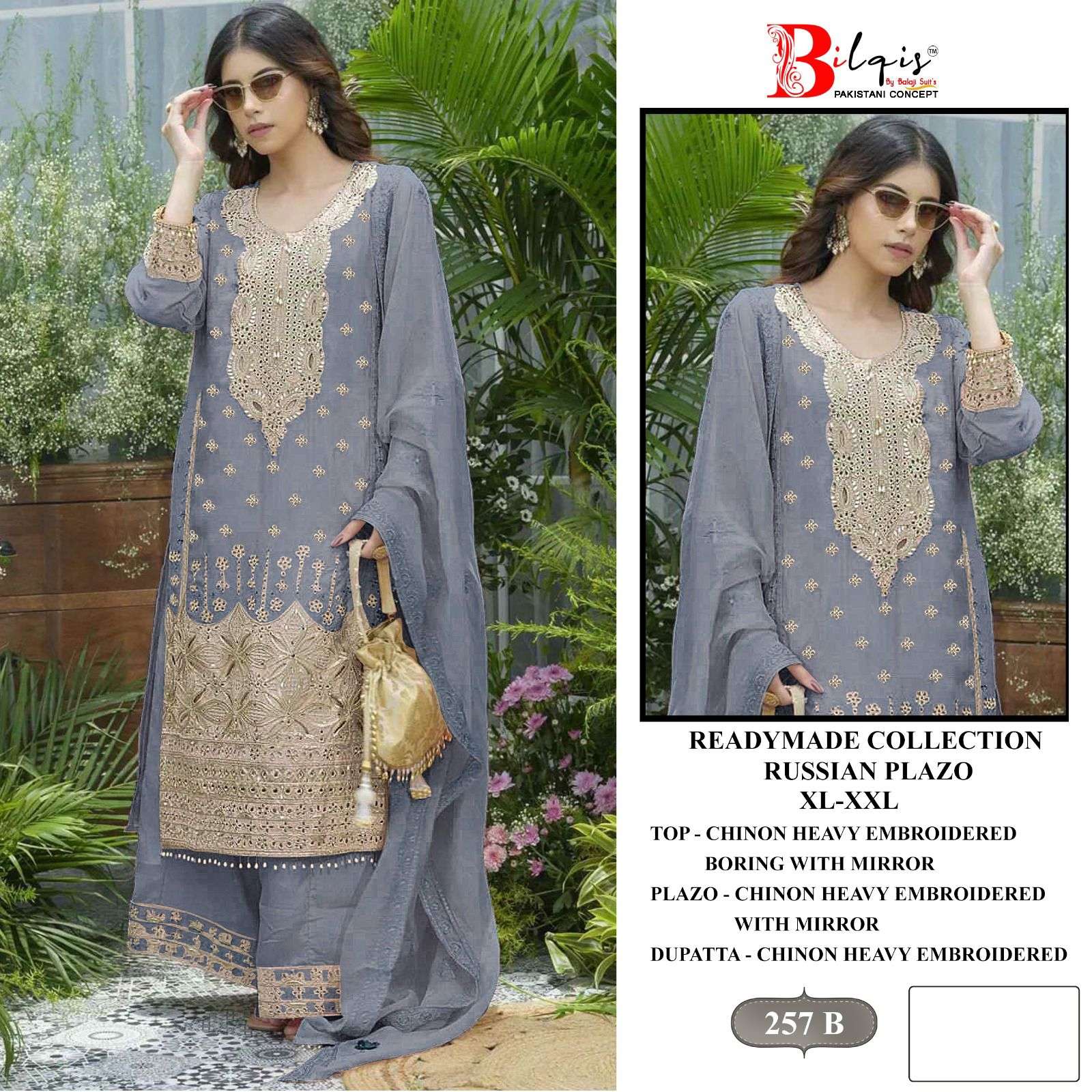 BILQIS B 257 CHINON HEAVY EMBROIDERED DESIGNER PAKISTANI SUIT