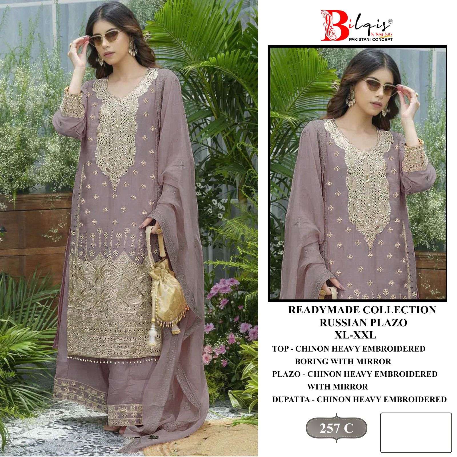 BILQIS B 257 CHINON HEAVY EMBROIDERED DESIGNER PAKISTANI SUIT