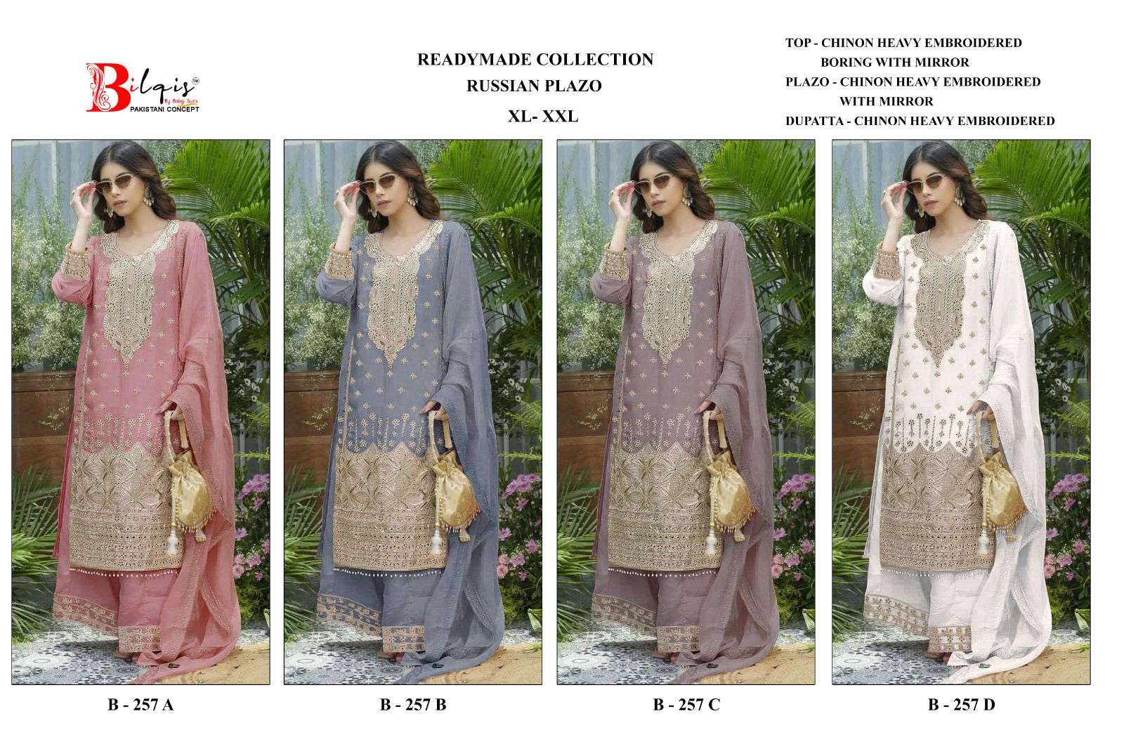 BILQIS B 257 CHINON HEAVY EMBROIDERED DESIGNER PAKISTANI SUIT