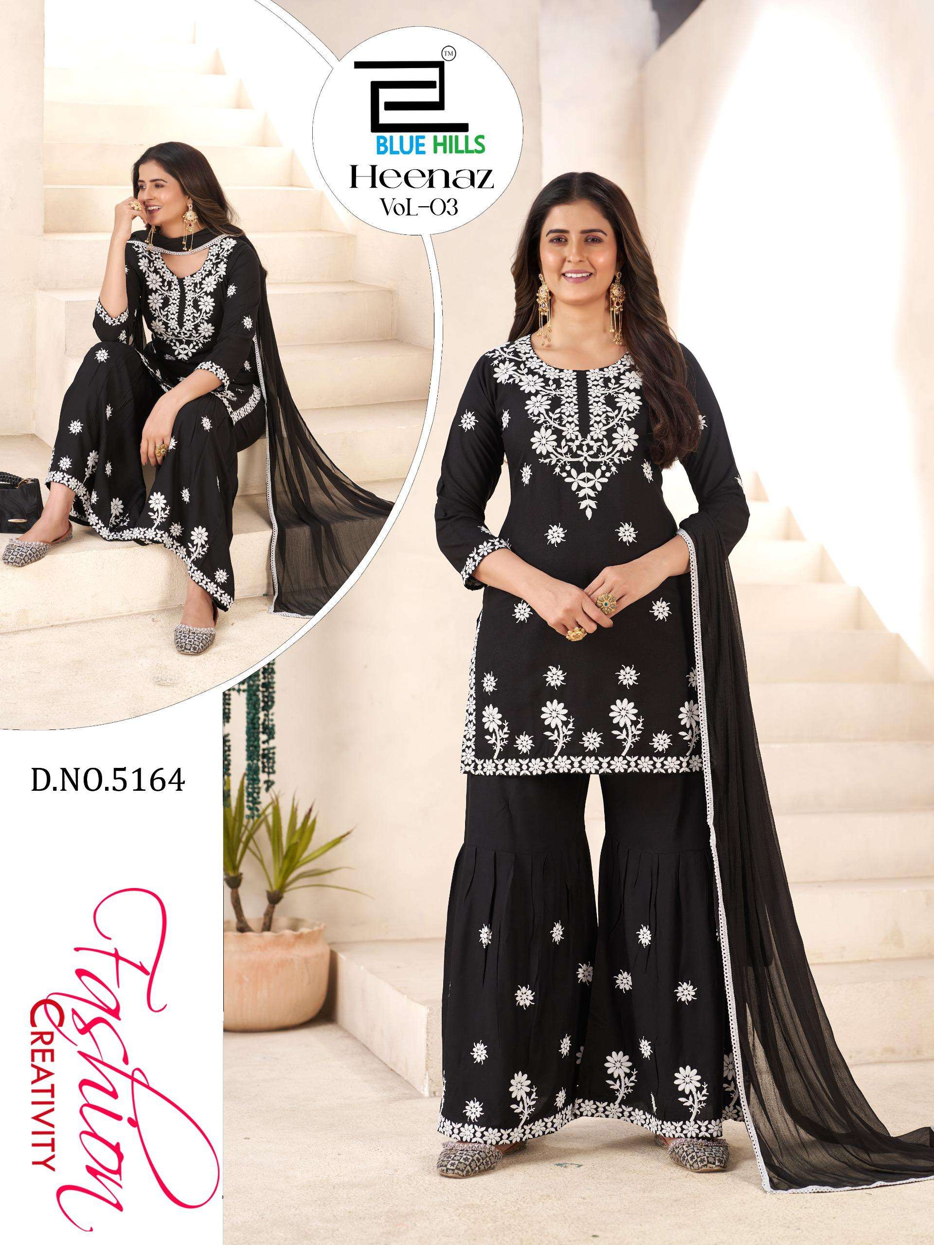 BLUE HILLS HEENAZ VOL 3 RAYON FANCY WORKS LADIES 3PCS SET COLLECTION 