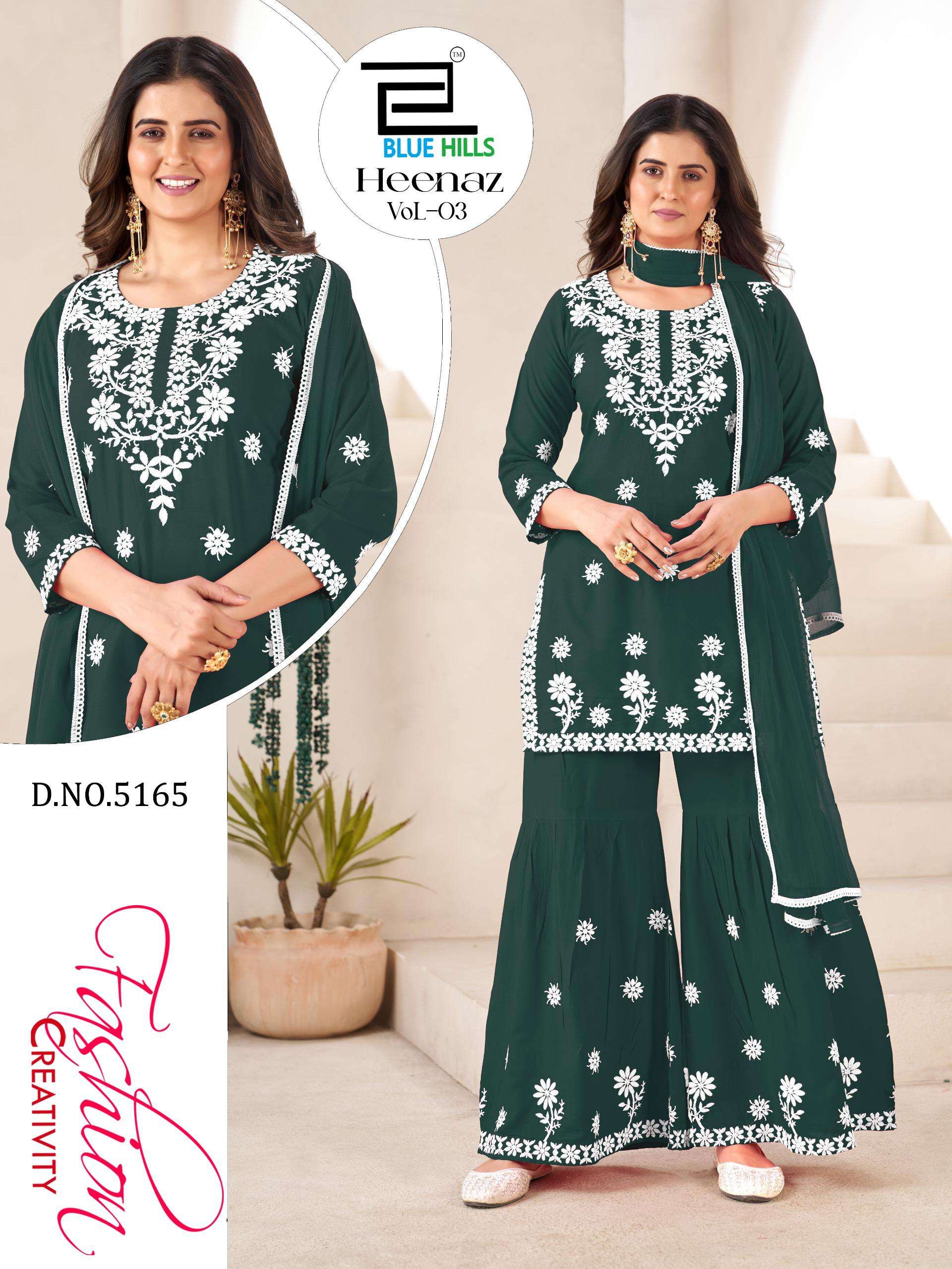 BLUE HILLS HEENAZ VOL 3 RAYON FANCY WORKS LADIES 3PCS SET COLLECTION 
