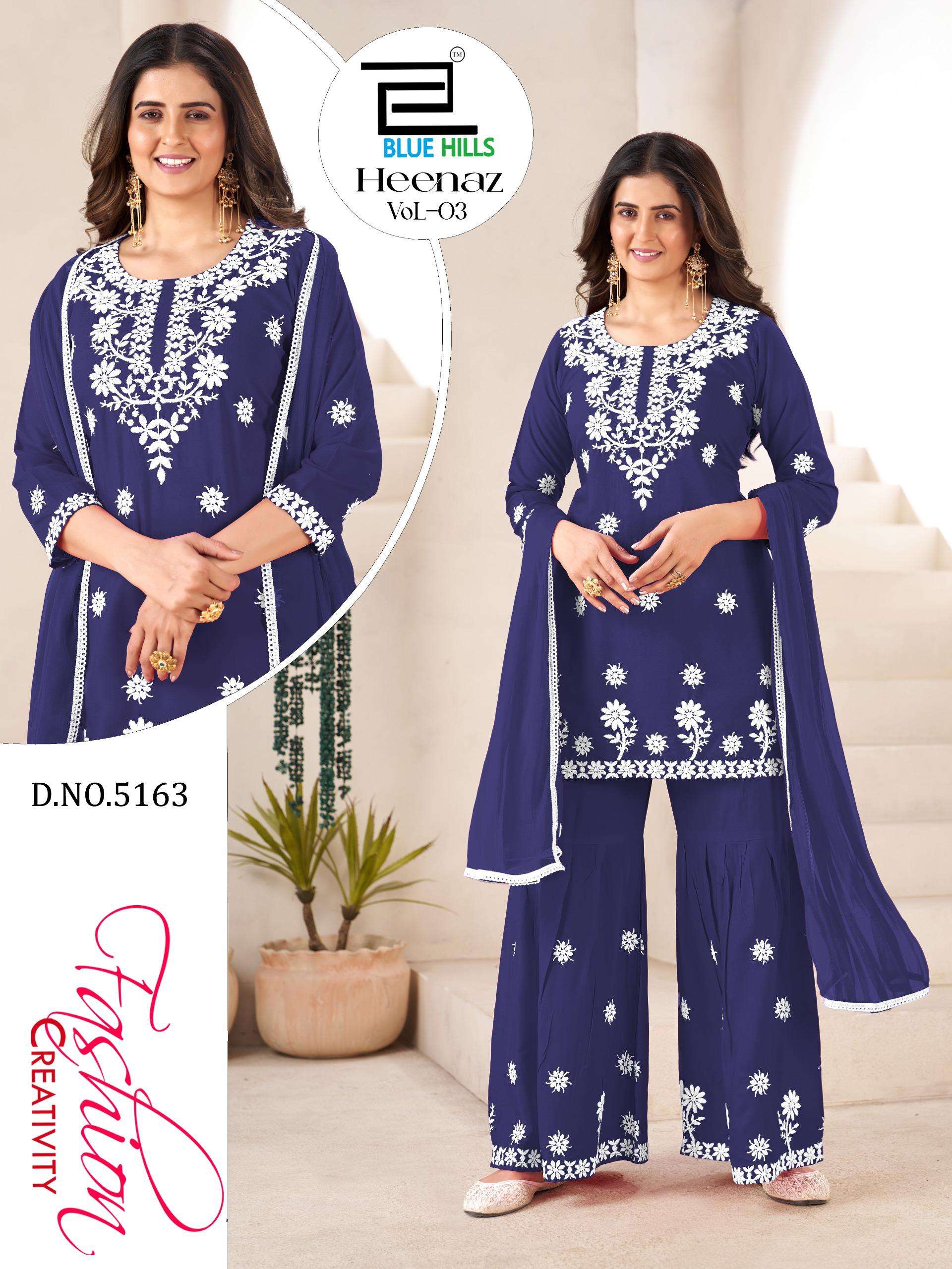 BLUE HILLS HEENAZ VOL 3 RAYON FANCY WORKS LADIES 3PCS SET COLLECTION 