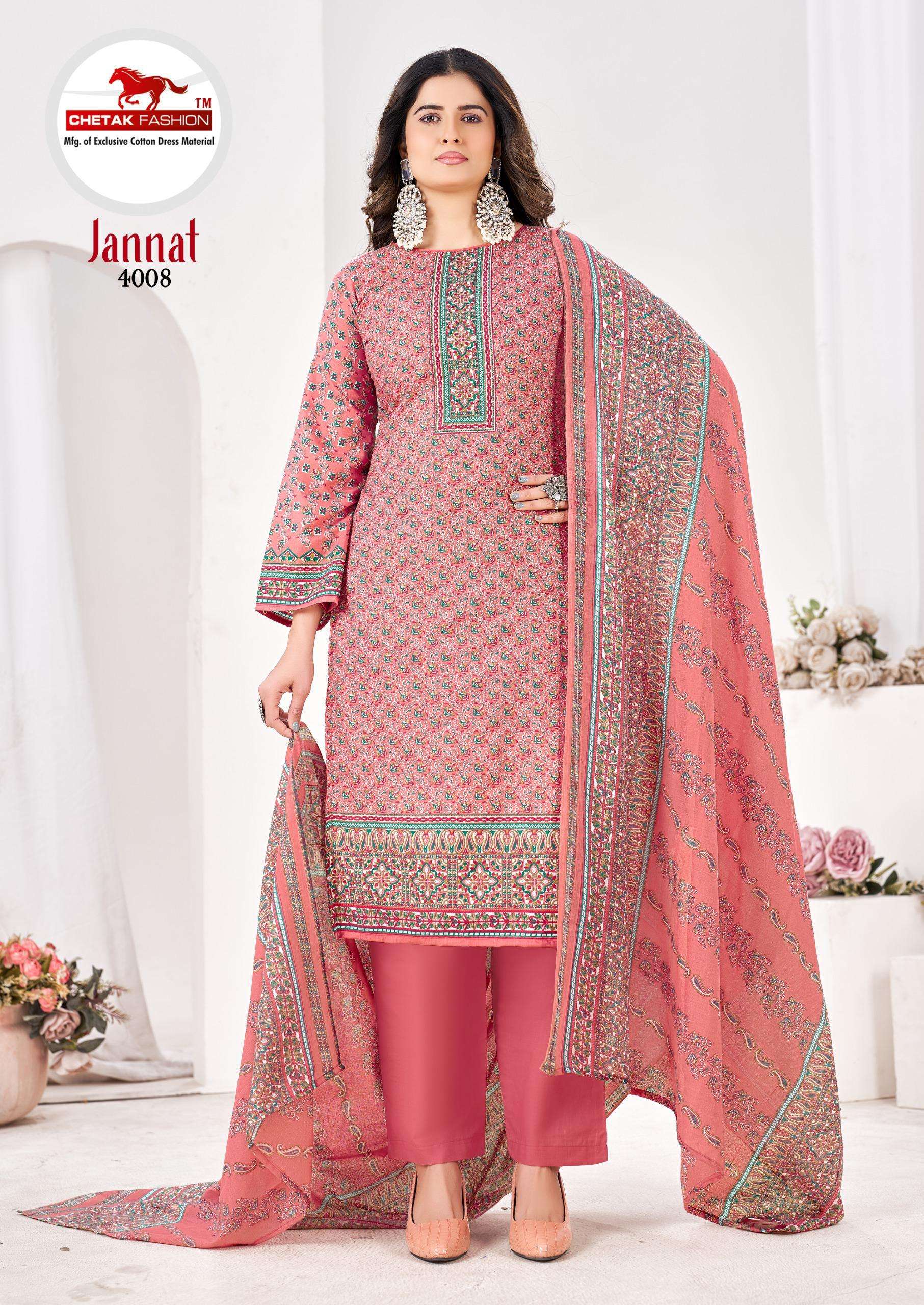 CHETAK FASHION JANNAT KARACHI VOL 4 COTTON PRINT WITH SWAROVSKI SALWAR SUIT
