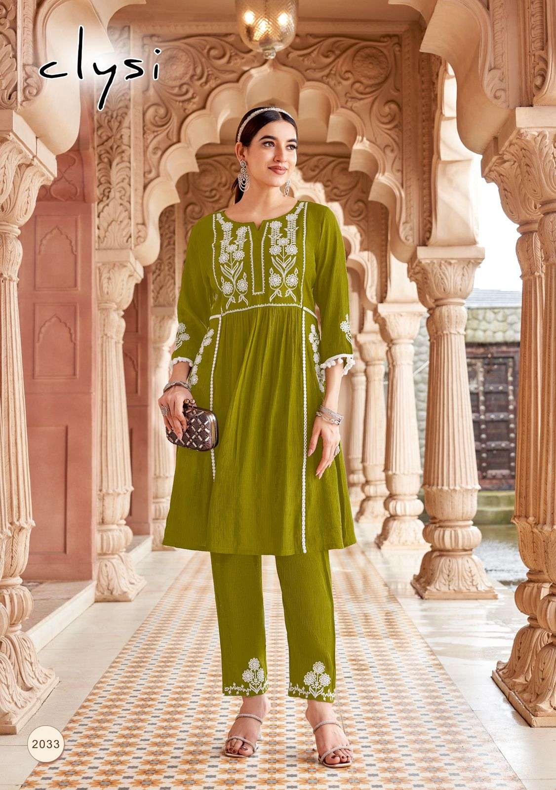 CLYSI NOVA VISCOSE FANCY WORKS LADIES KURTI WITH BOTTOM PAIR 