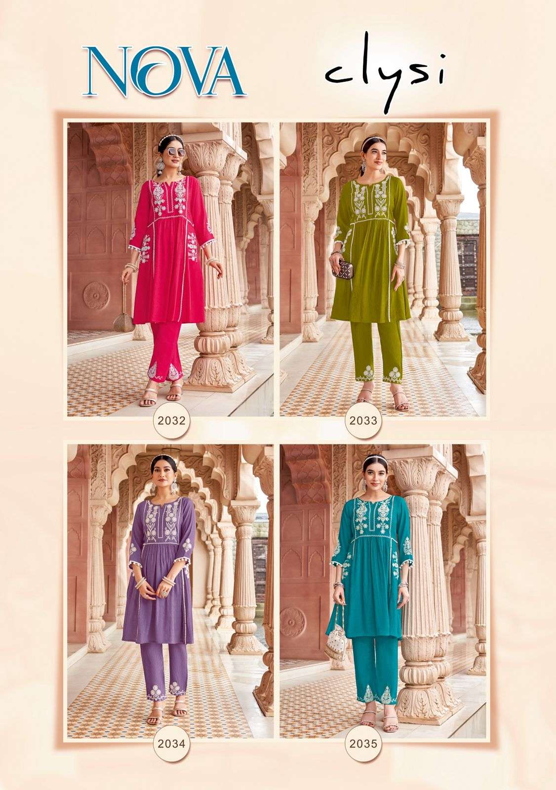 CLYSI NOVA VISCOSE FANCY WORKS LADIES KURTI WITH BOTTOM PAIR 