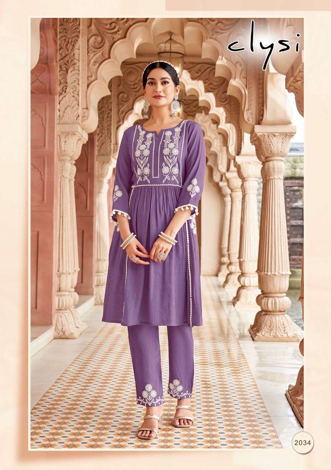 CLYSI NOVA VISCOSE FANCY WORKS LADIES KURTI WITH BOTTOM PAIR 