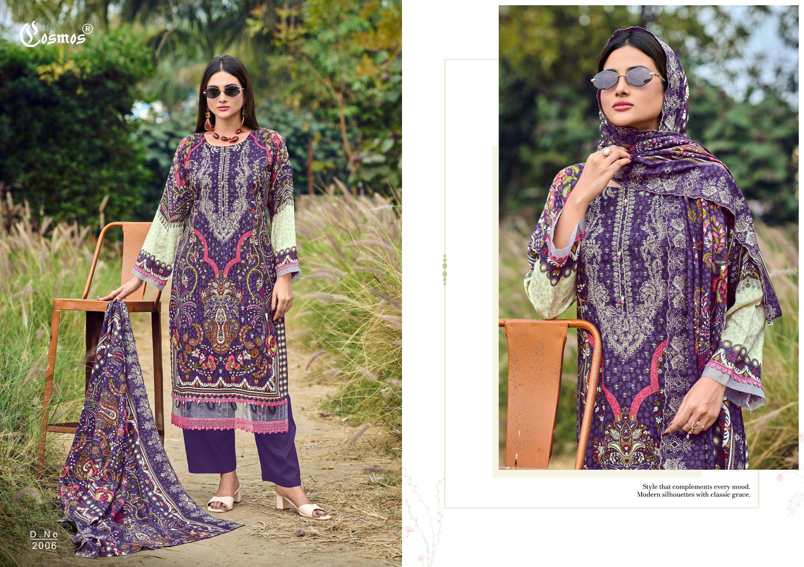 COSMOS FASHION NEEDLE WONDER VOL 2 RAYON PRINT FANCY EMBROIDERY WORK SUIT