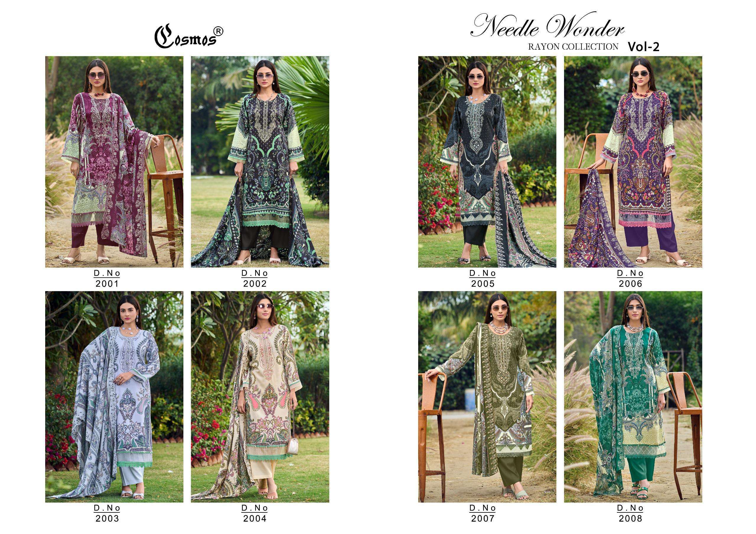 COSMOS FASHION NEEDLE WONDER VOL 2 RAYON PRINT FANCY EMBROIDERY WORK SUIT