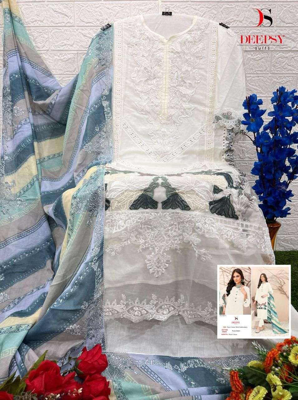 DEEPSY SUITS D NO 2126 COTTON EMBROIDERY DESIGNER PAKISTANI SUIT