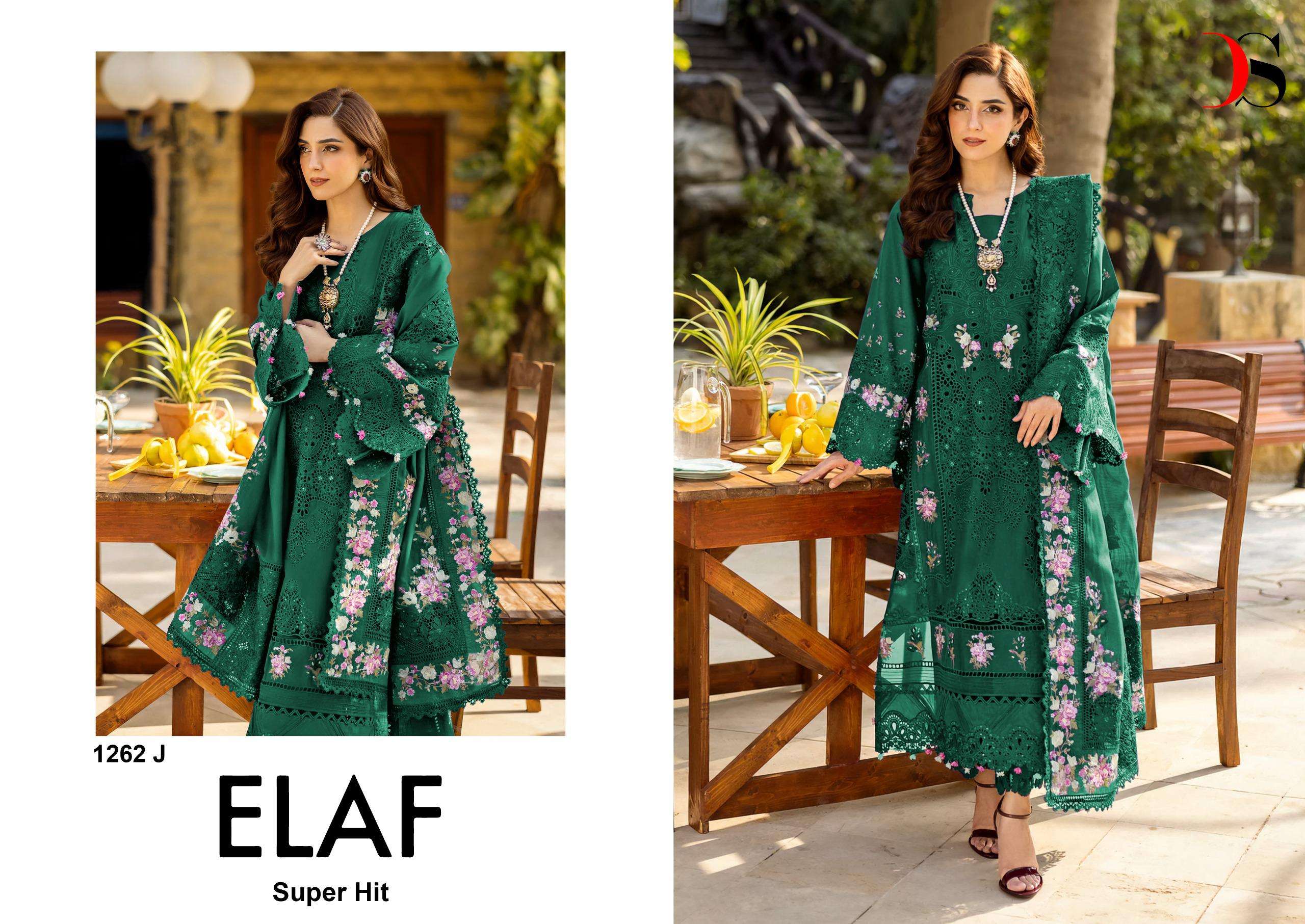 DEEPSY SUITS ELAN LUXURY SUPER HIT D NO 1262 IJKL COTTON EMBROIDERY DESIGNER PAKISTANI SUIT