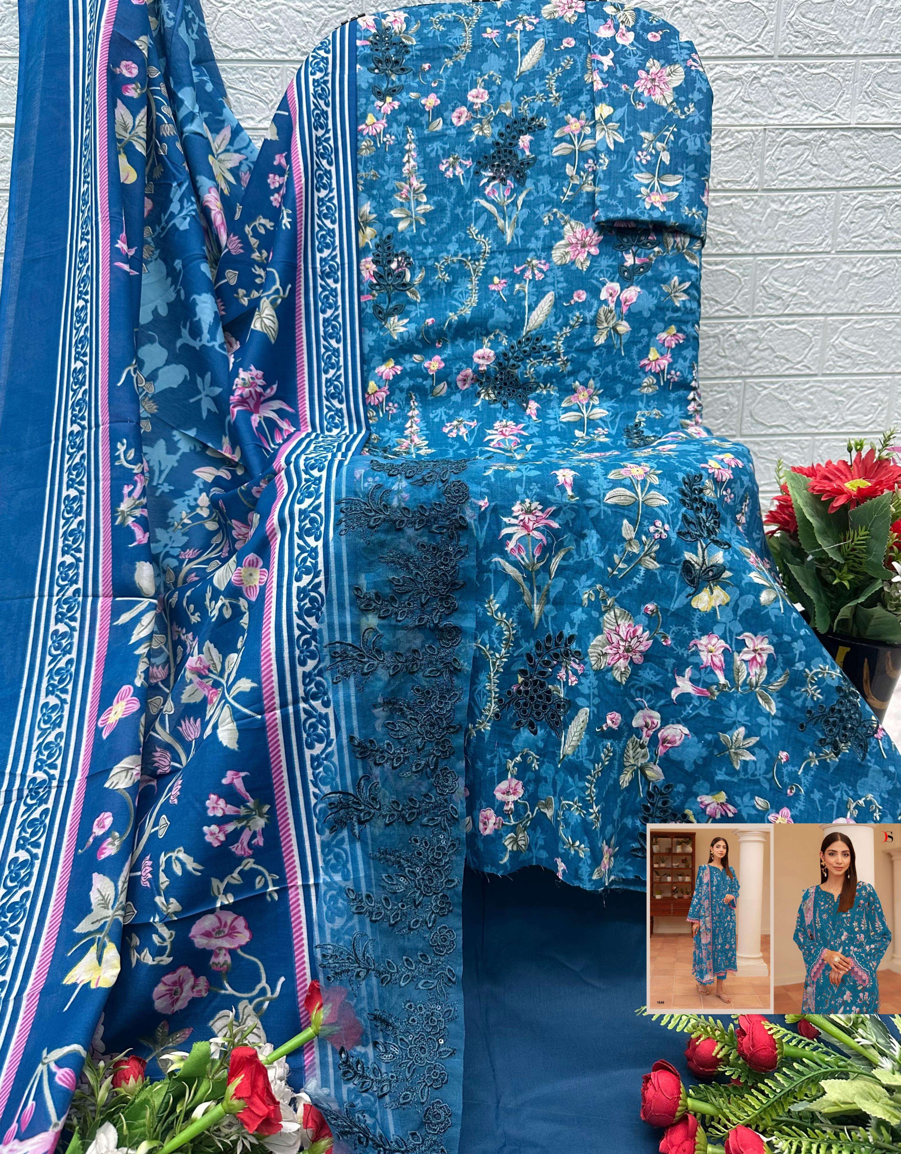 DEEPSY SUITS JADE FLORA VOL 3 COTTON FANCY PATCH EMBROIDERY WORK SUITS AT SALWAR KAMEEZ 