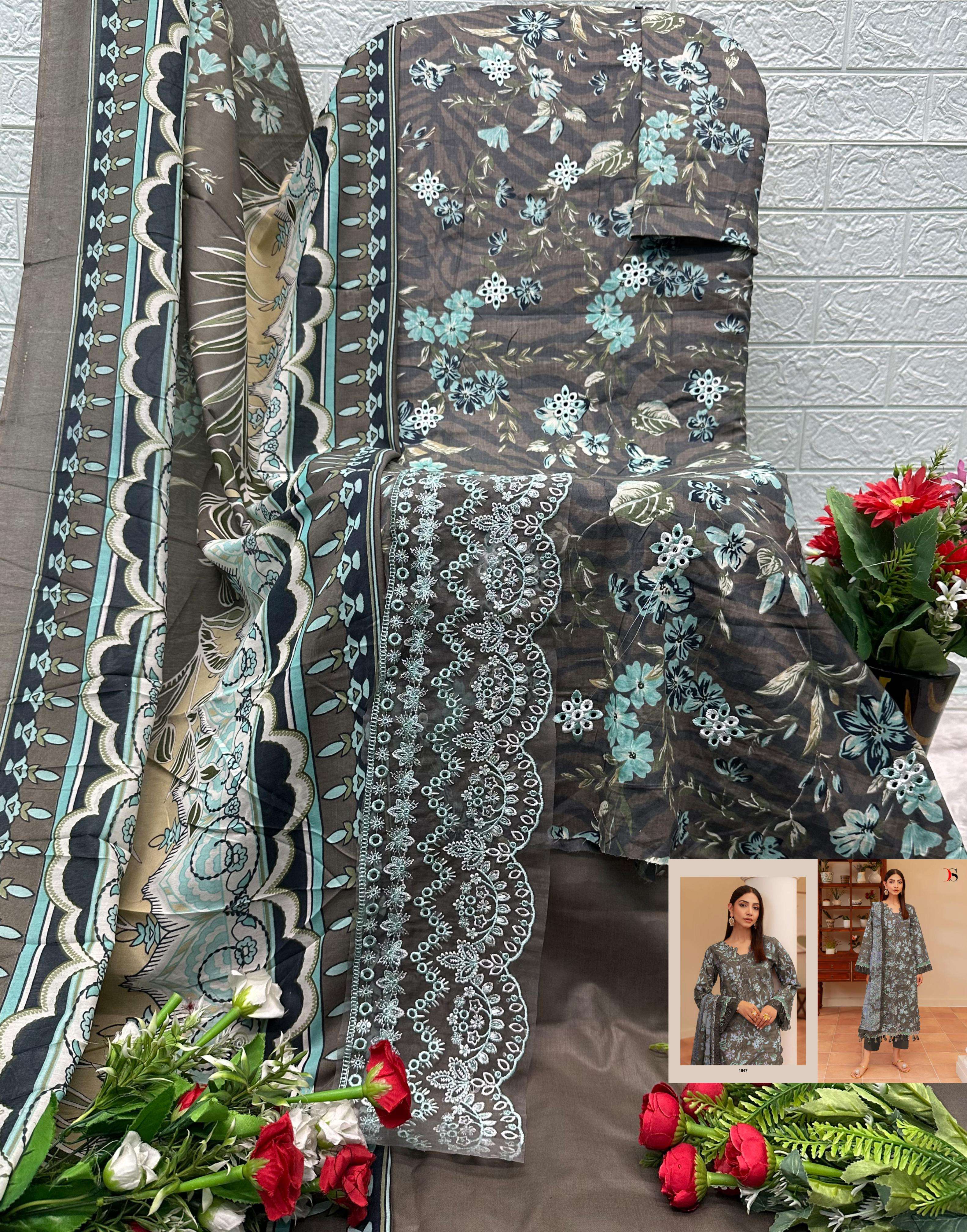 DEEPSY SUITS JADE FLORA VOL 3 COTTON FANCY PATCH EMBROIDERY WORK SUITS AT SALWAR KAMEEZ 