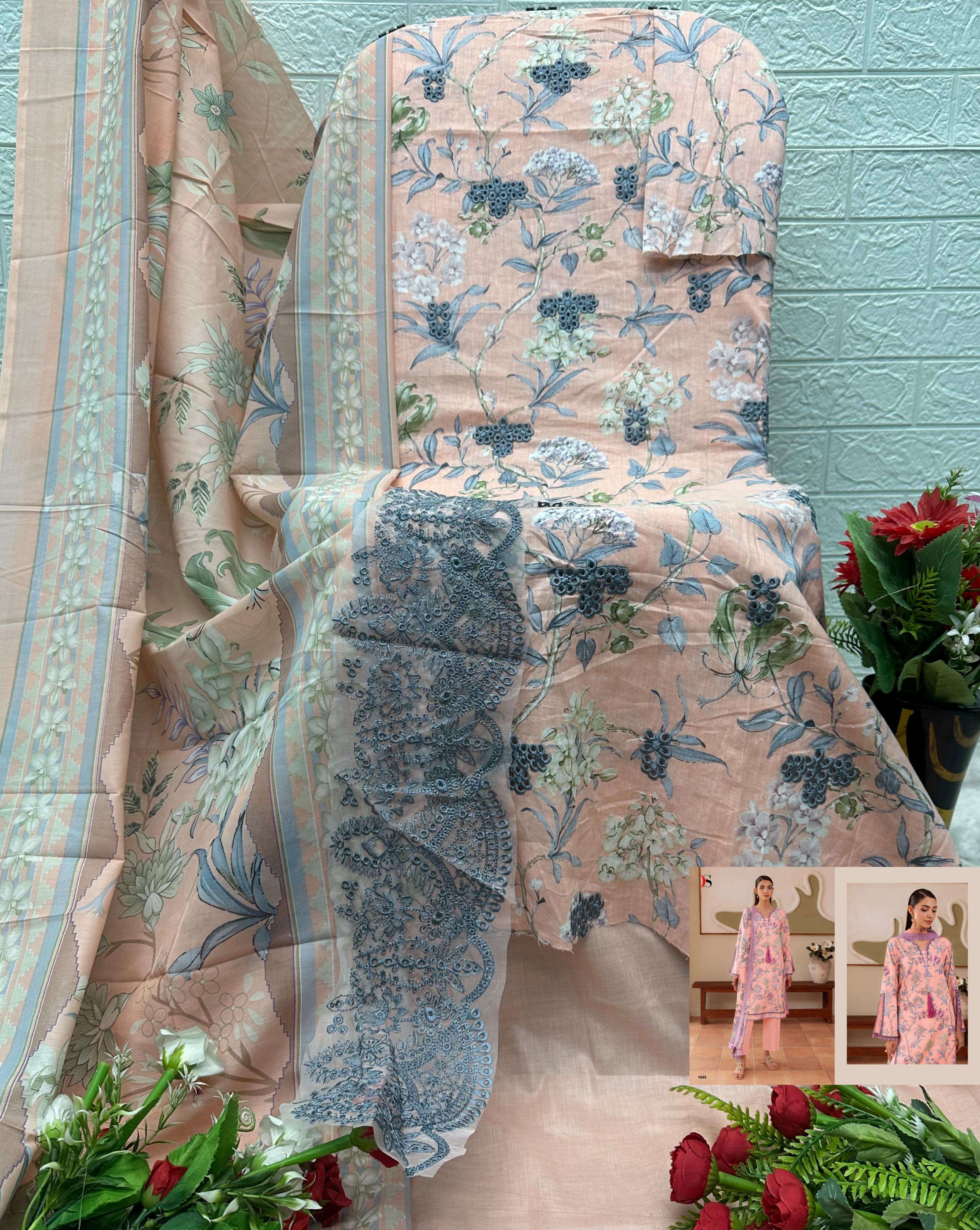 DEEPSY SUITS JADE FLORA VOL 3 COTTON FANCY PATCH EMBROIDERY WORK SUITS AT SALWAR KAMEEZ 