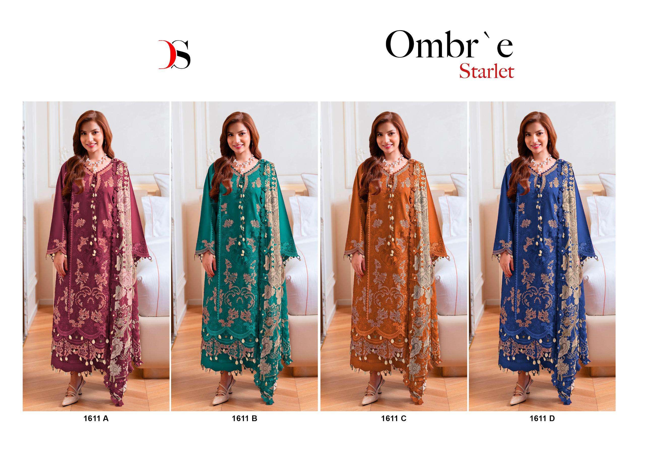 DEEPSY SUITS OMBRE STARLET HIT DESIGN 1611 COTTON HEAVY EMBROIDERY DESIGNER SUIT