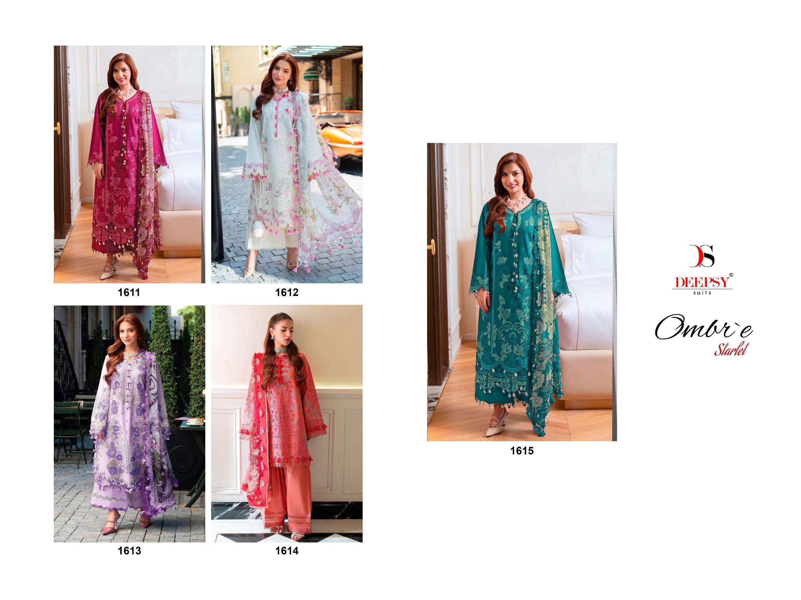 DEEPSY SUITS OMBRE STRALET COTTON EMBROIDERY DESIGNER PAKISTANI SUIT