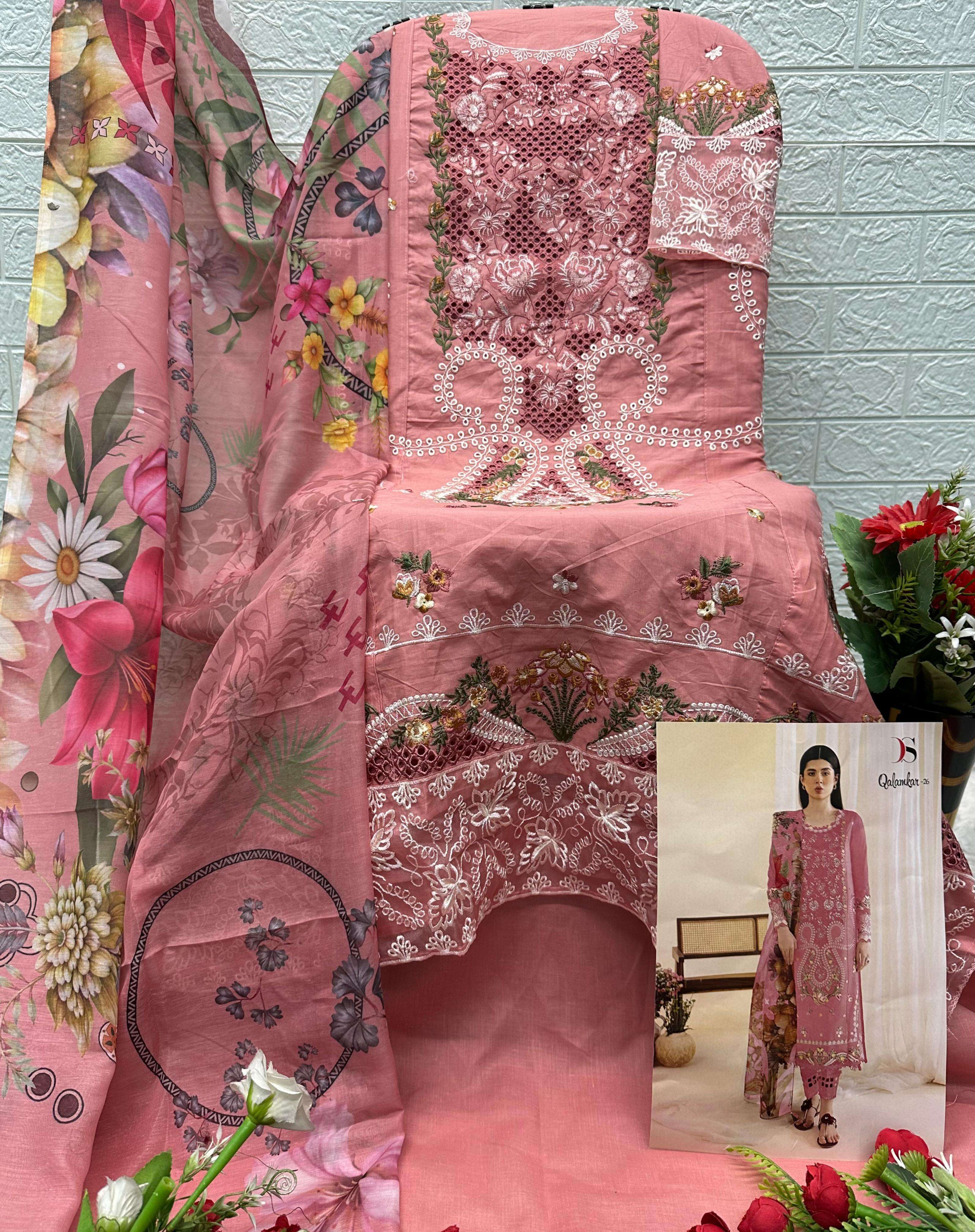 DEEPSY SUITS QALAMKAR LAWN 26 COTTON EMBROIDERY DESIGNER WORK SUIT