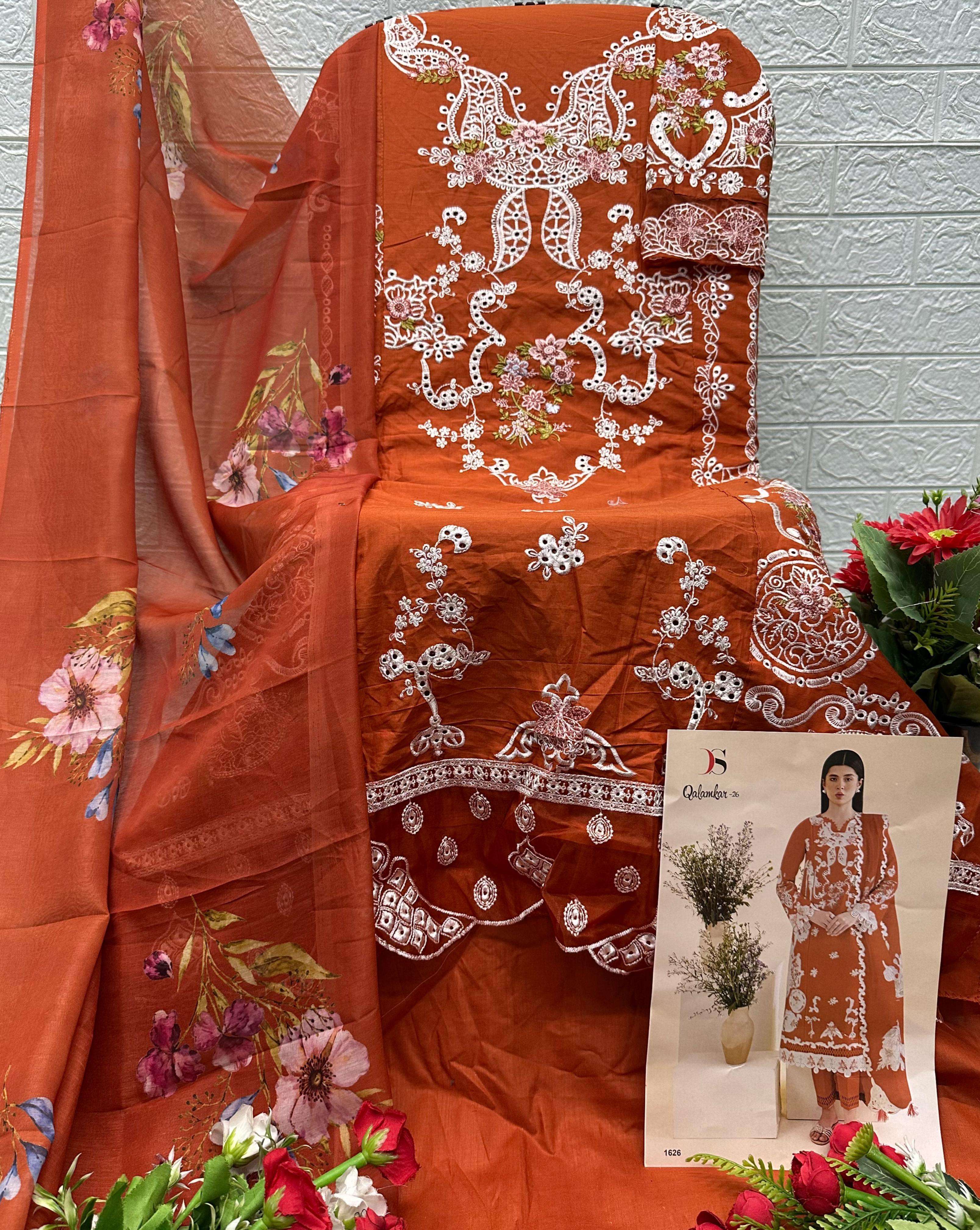 DEEPSY SUITS QALAMKAR LAWN 26 COTTON EMBROIDERY DESIGNER WORK SUIT