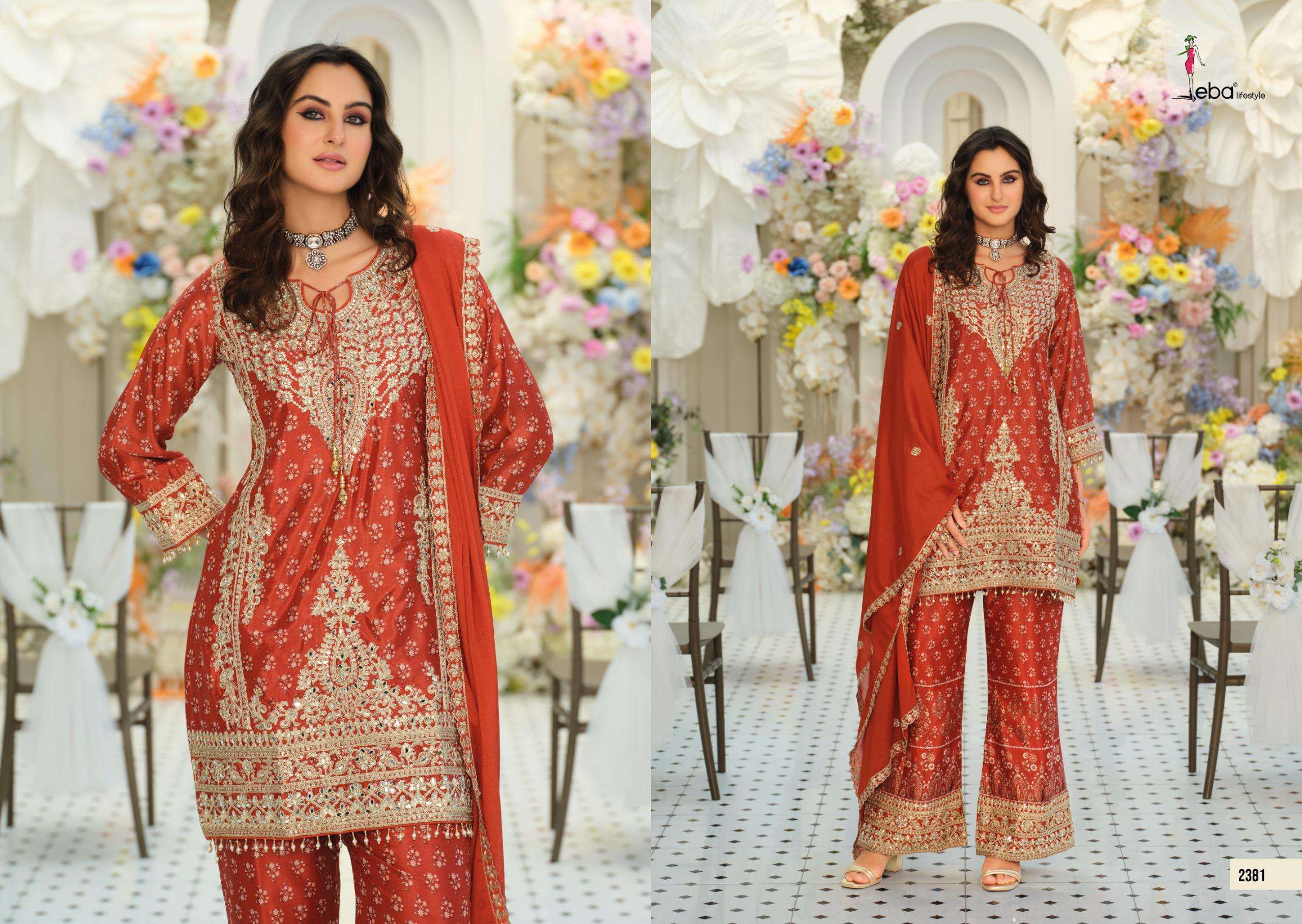 EBA LIFESTYLE KANCHAN CHINON EMBROIDERY DESIGNER FESTIVE WEAR LADIES SUIT