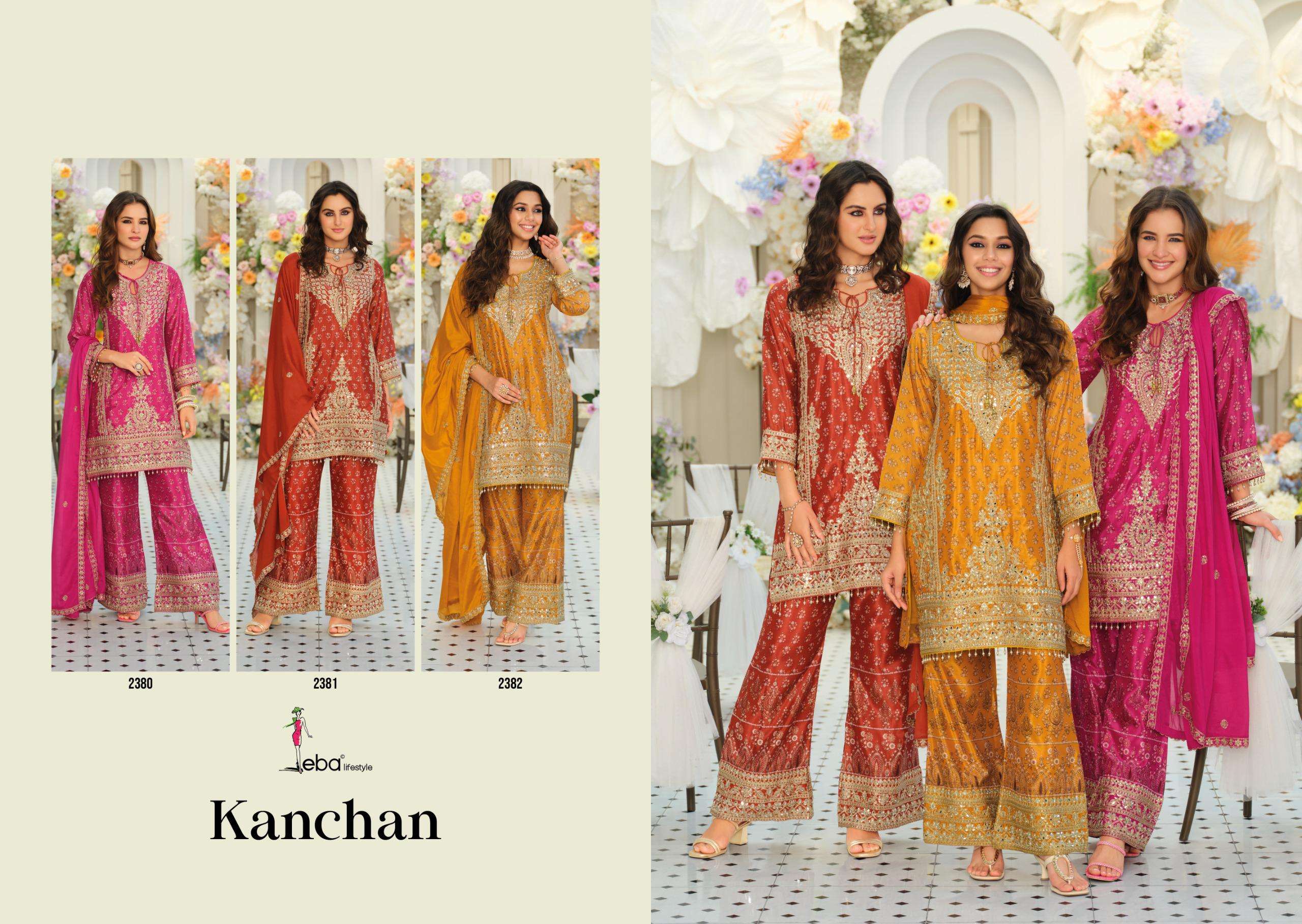 EBA LIFESTYLE KANCHAN CHINON EMBROIDERY DESIGNER FESTIVE WEAR LADIES SUIT
