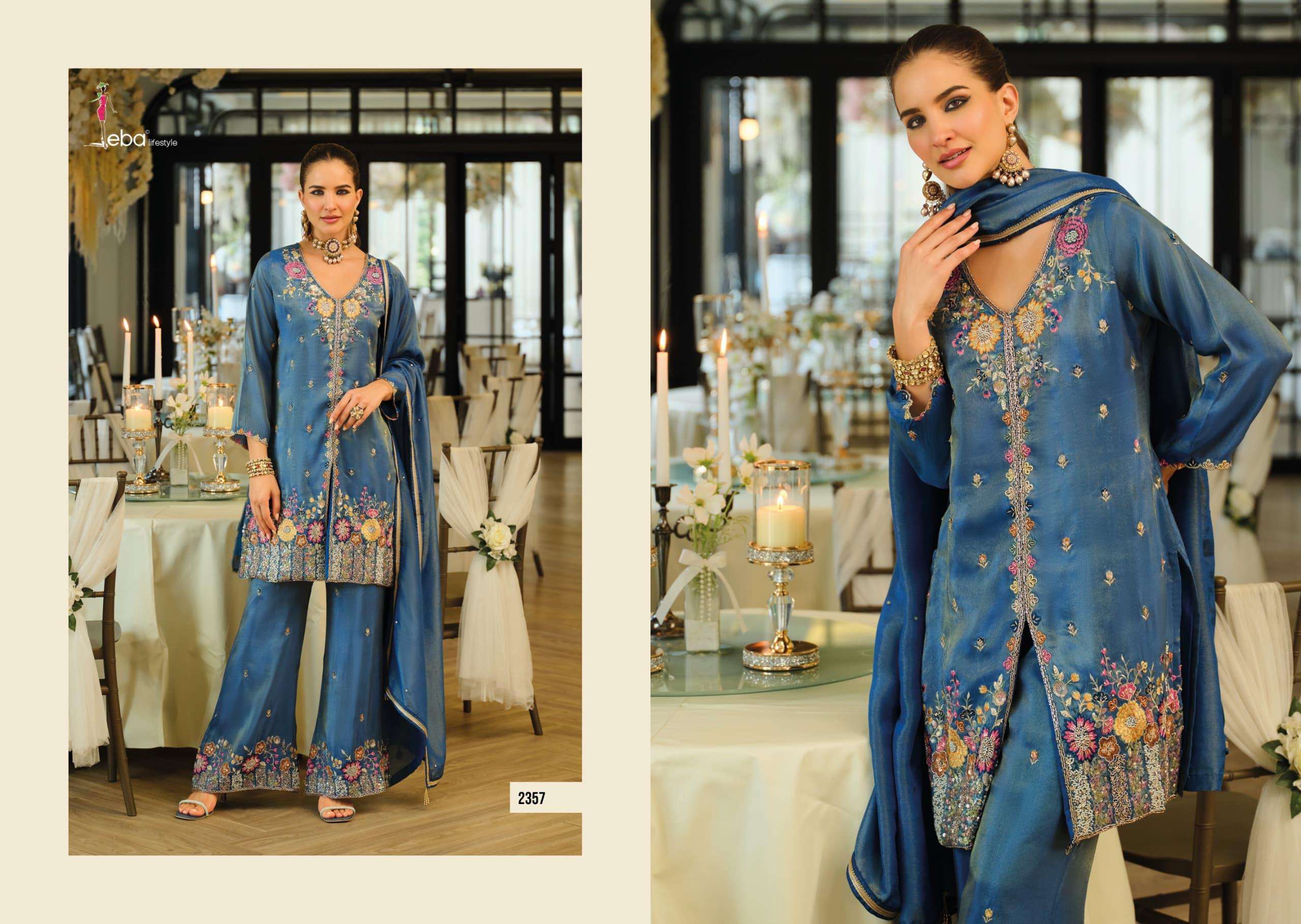 EBA LIFESTYLE SANVI SIMER FABRIC HEAVY EMBROIDERY DESIGNER WORK PARTY WEAR LADIES SUIT