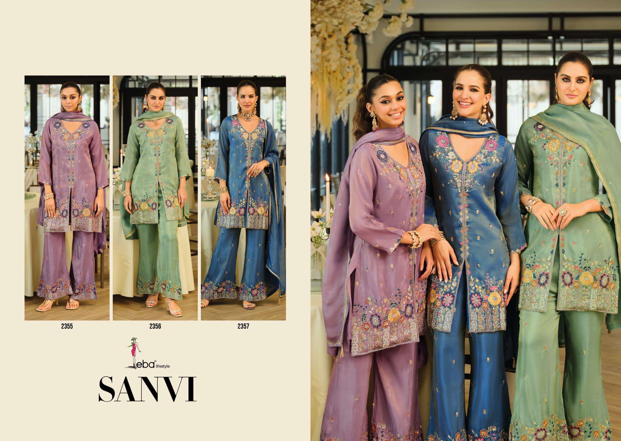 EBA LIFESTYLE SANVI SIMER FABRIC HEAVY EMBROIDERY DESIGNER WORK PARTY WEAR LADIES SUIT
