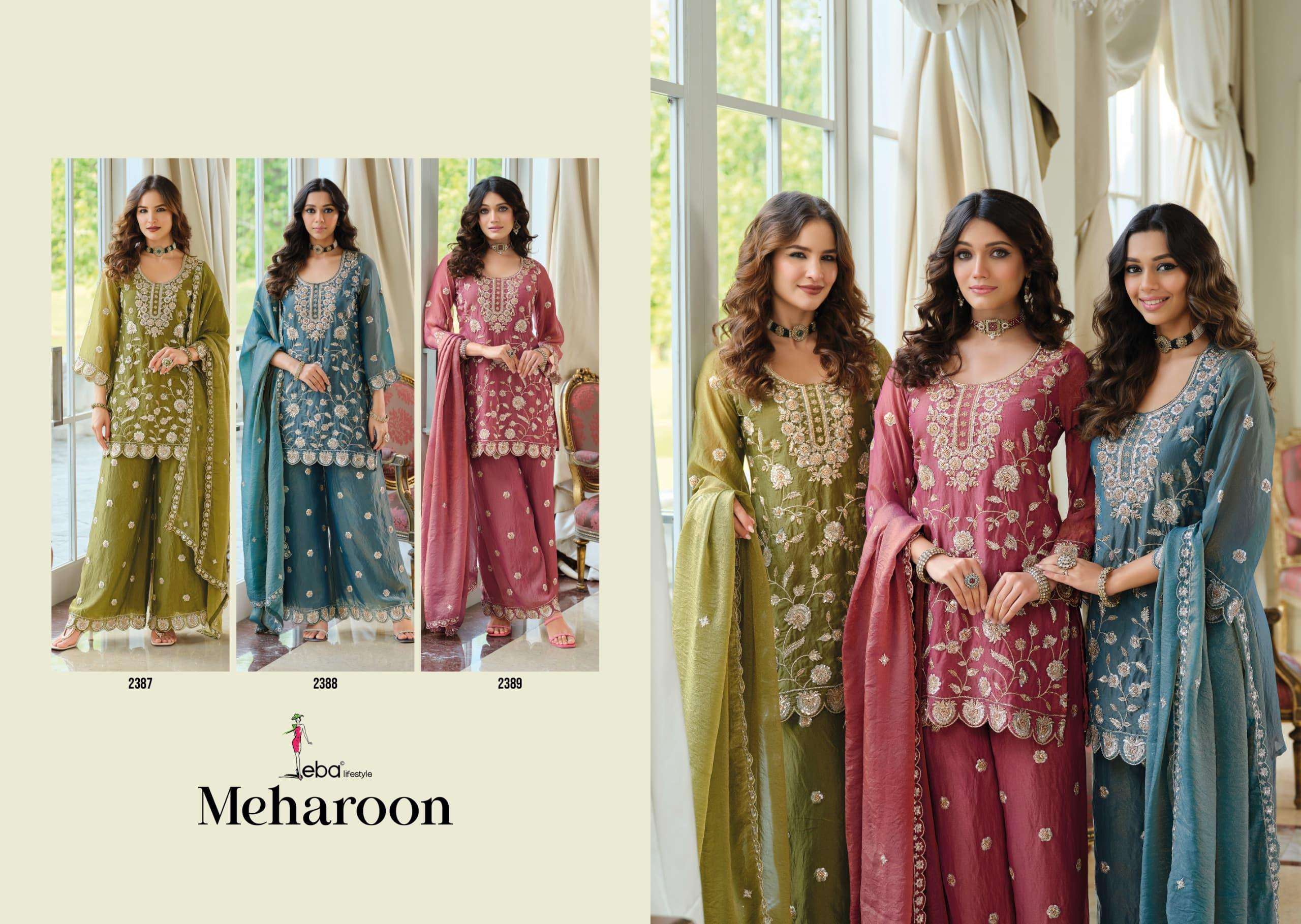EBA LIFESTYLLE MEHAROON HEAVY EMBROIDERY DESIGNER FESTIVE WEAR LADIES SUIT