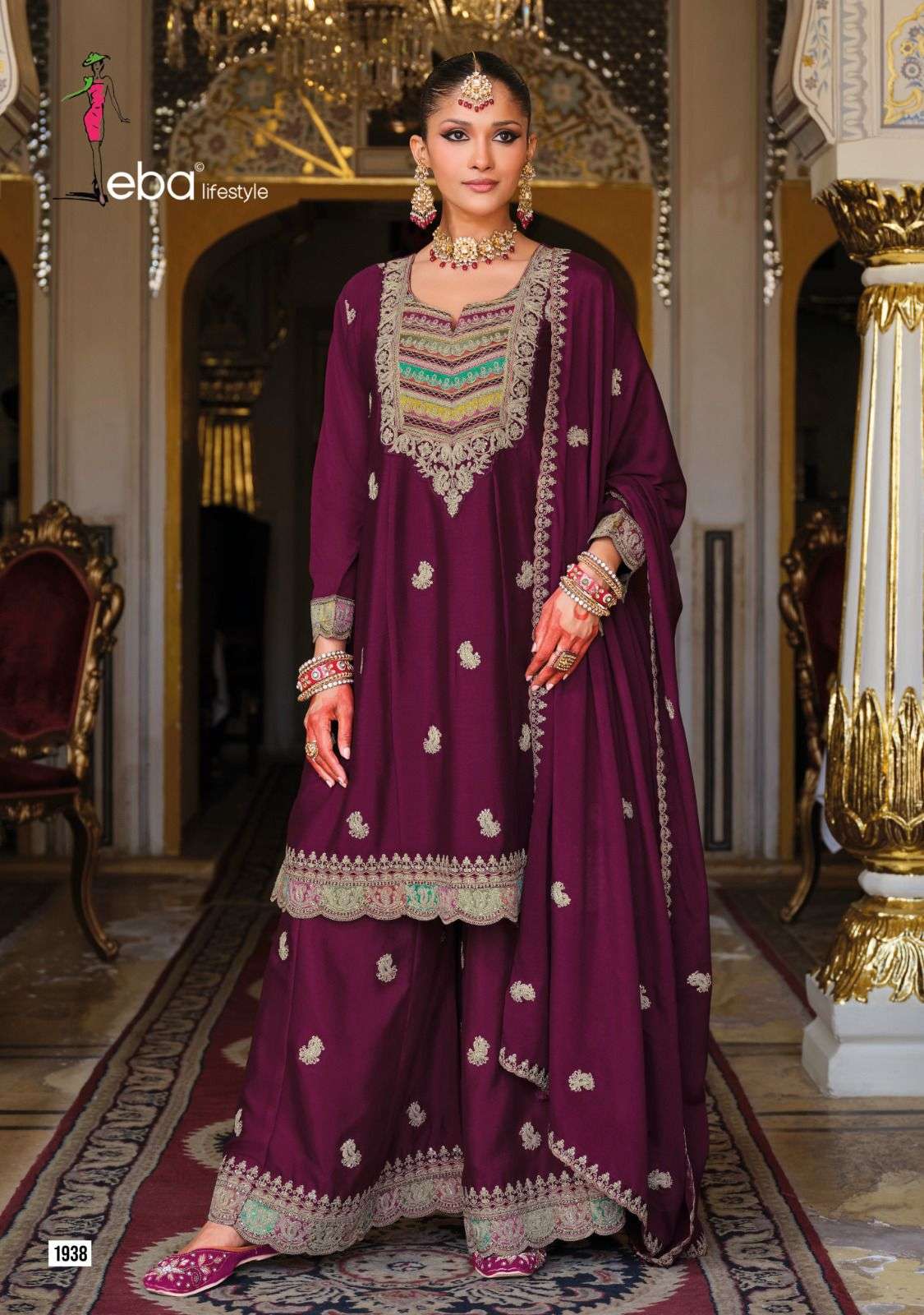 EBA LIFESTYLLE RIVAA HEAVY EMBROIDERY DESIGNER FESTIVE WEAR LADIES SUIT